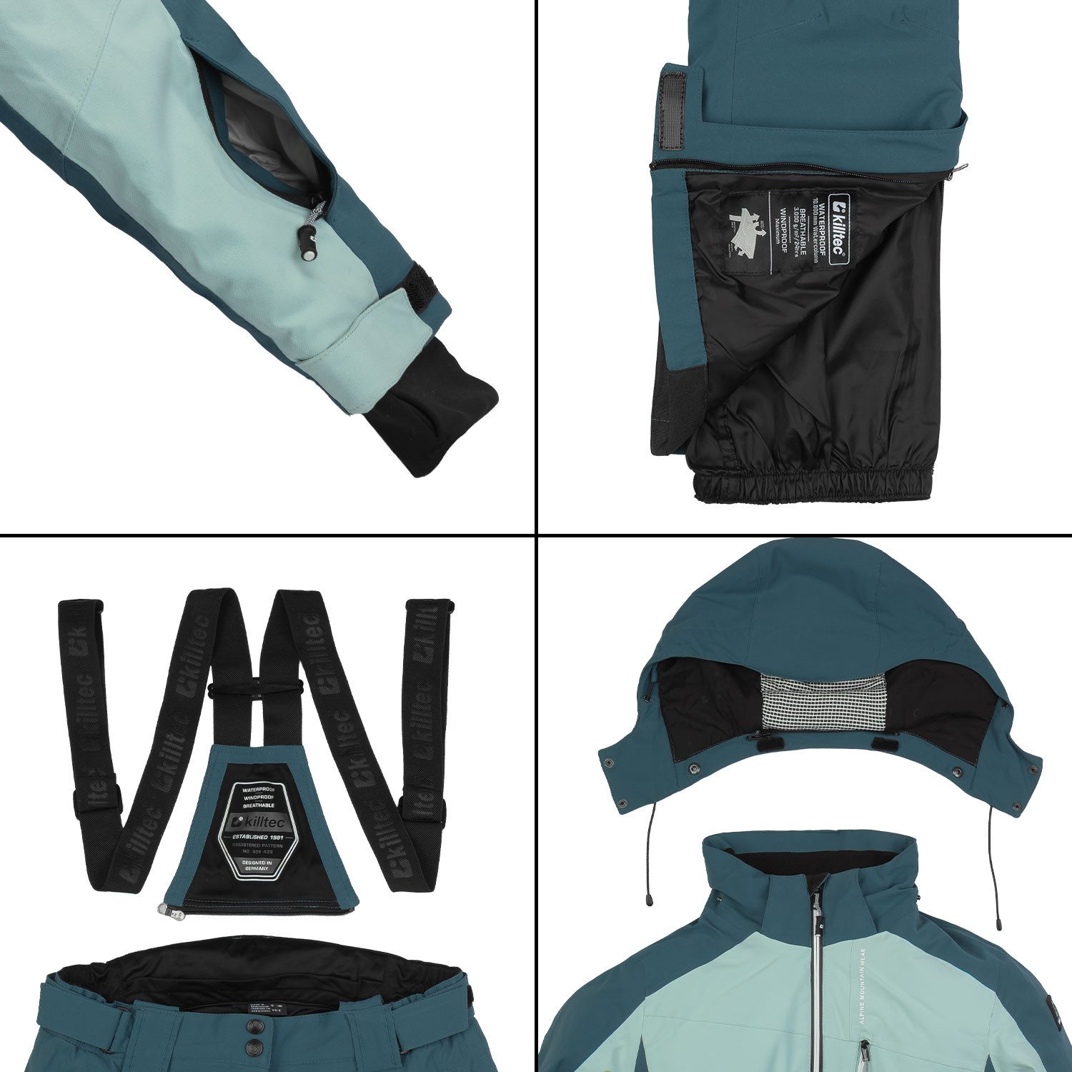 Killtec Skianzug Damen Winterjacke + Skihose, wasserdicht verschweißte Nähte - atmungsaktiver Stoff