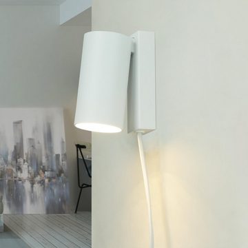 Licht-Erlebnisse Wandstrahler COLENE, ohne Leuchtmittel, Wandlampe mit Schalter Kabel Weiß verstellbar GU10 Leselampe Bett Sofa