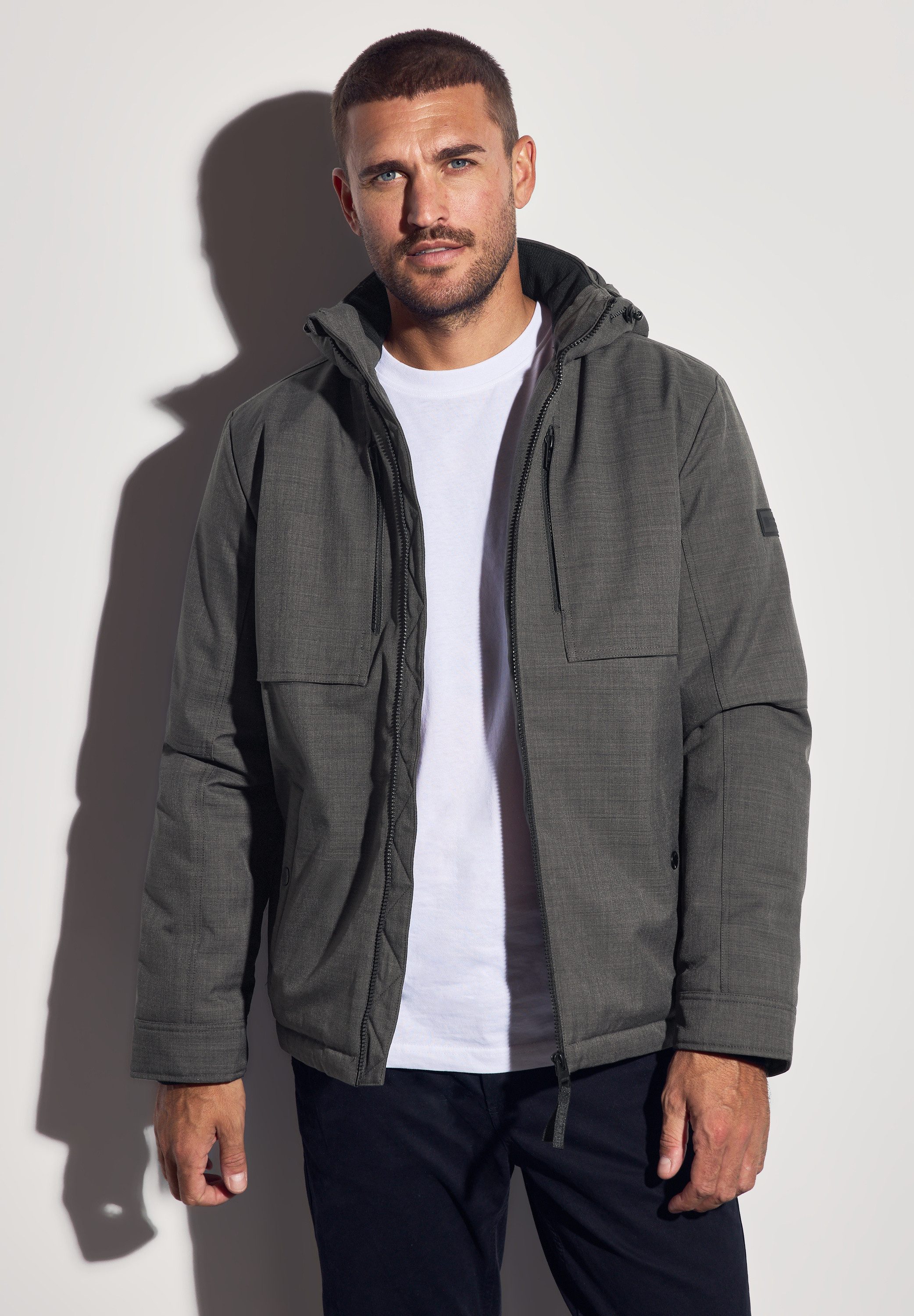 STREET ONE MEN Winterjacke mit abnehmbarer Kapuze günstig online kaufen