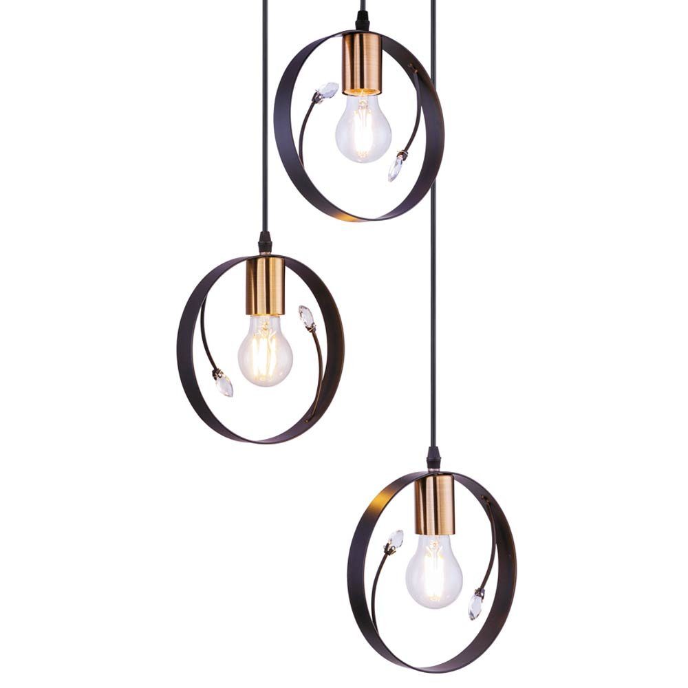 etc-shop LED Lampe Warmweiß, Ring Pendel Decken inklusive, Design Retro Pendelleuchte, Kristall Hänge Leuchtmittel