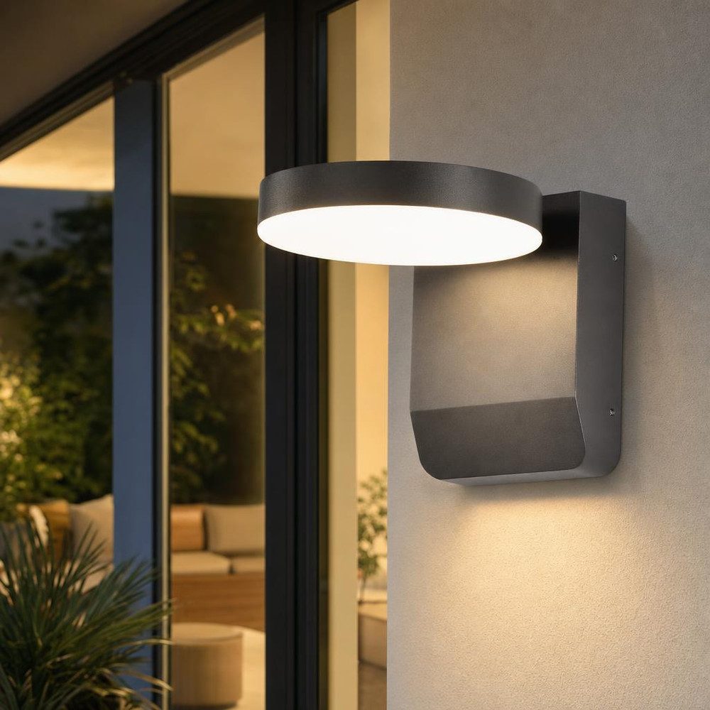 V-TAC LED Wandstrahler, LED-Leuchtmittel fest verbaut, Warmweiß, Wandlampe Wandleuchte Außen Garten Fassadenleuchte Alu schwarz LED