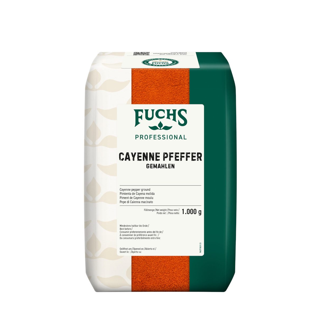 Fuchs Foodservice Gewürz, Fuchs Cayennepfeffer gemahlen aus fein gemahlenen Chilisorten 1000g