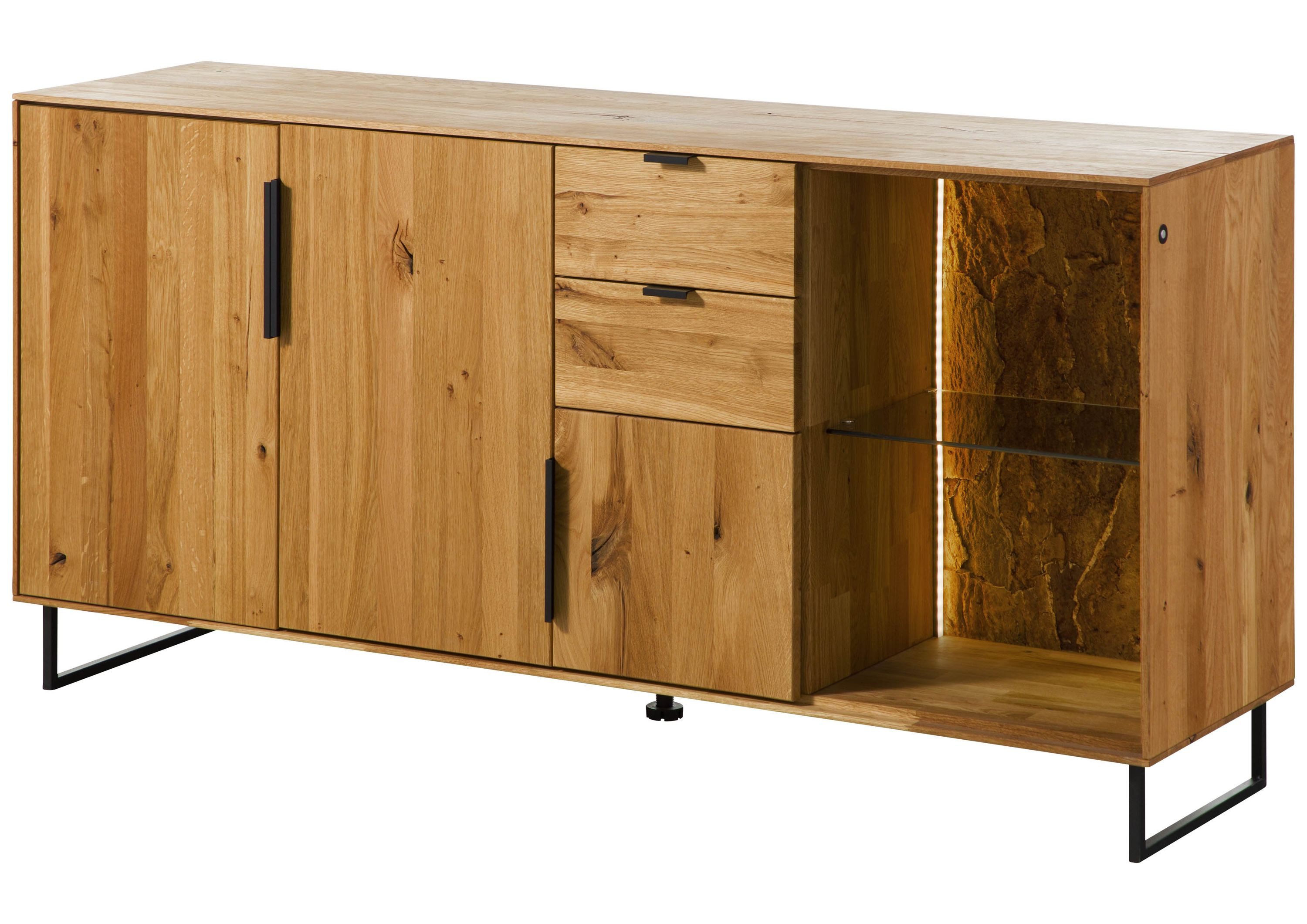 Massivmoebel24 Sideboard LINDAU (Massivholz), Wildeiche 160x43x79 natur geölt LINDAU #08