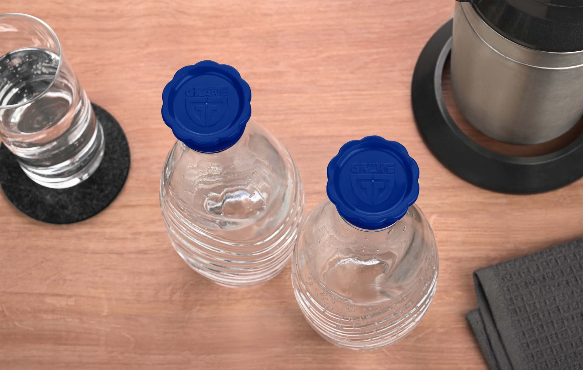 GRÄWE Wassersprudler Flasche 4er Deckel-Set für Sodastream Glasflaschen, 4er Deckel-Set für Sodastream Glasflaschen – Bild 4 von 4
