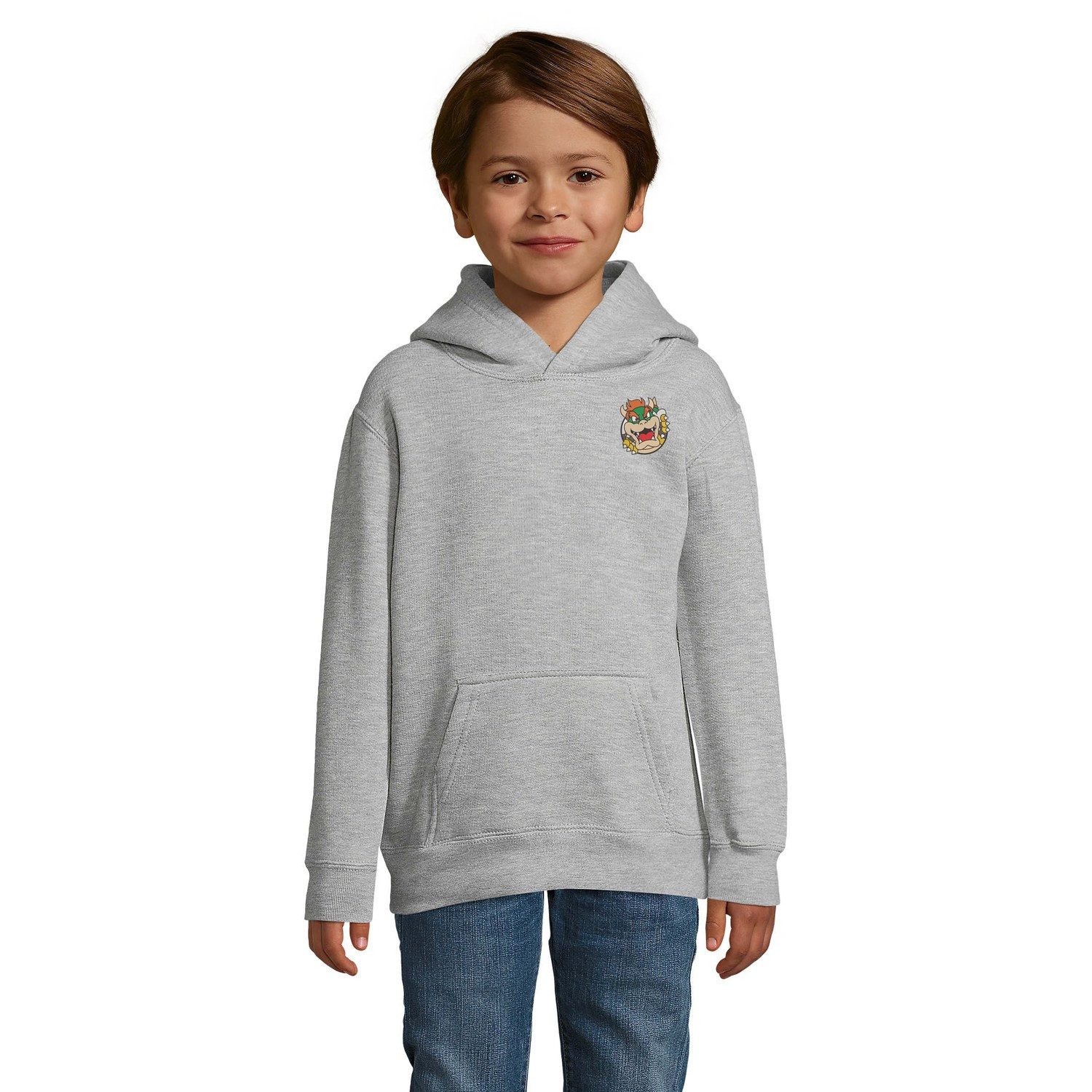 Blondie & Brownie Hoodie Bowser Face Patch Kinder Hoodie mit Monster-Patch (Einzelartikel) Monstergrinsen Urban Abenteuerstil