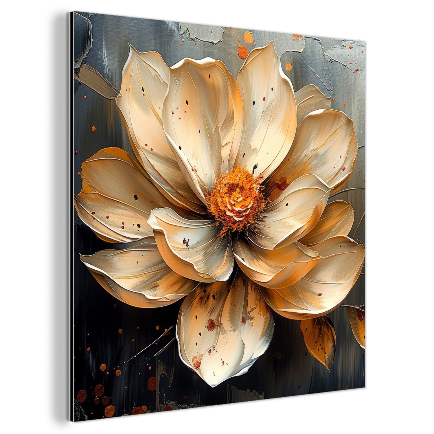 MuchoWow Metallbild Blumen - Gold - günstig online kaufen