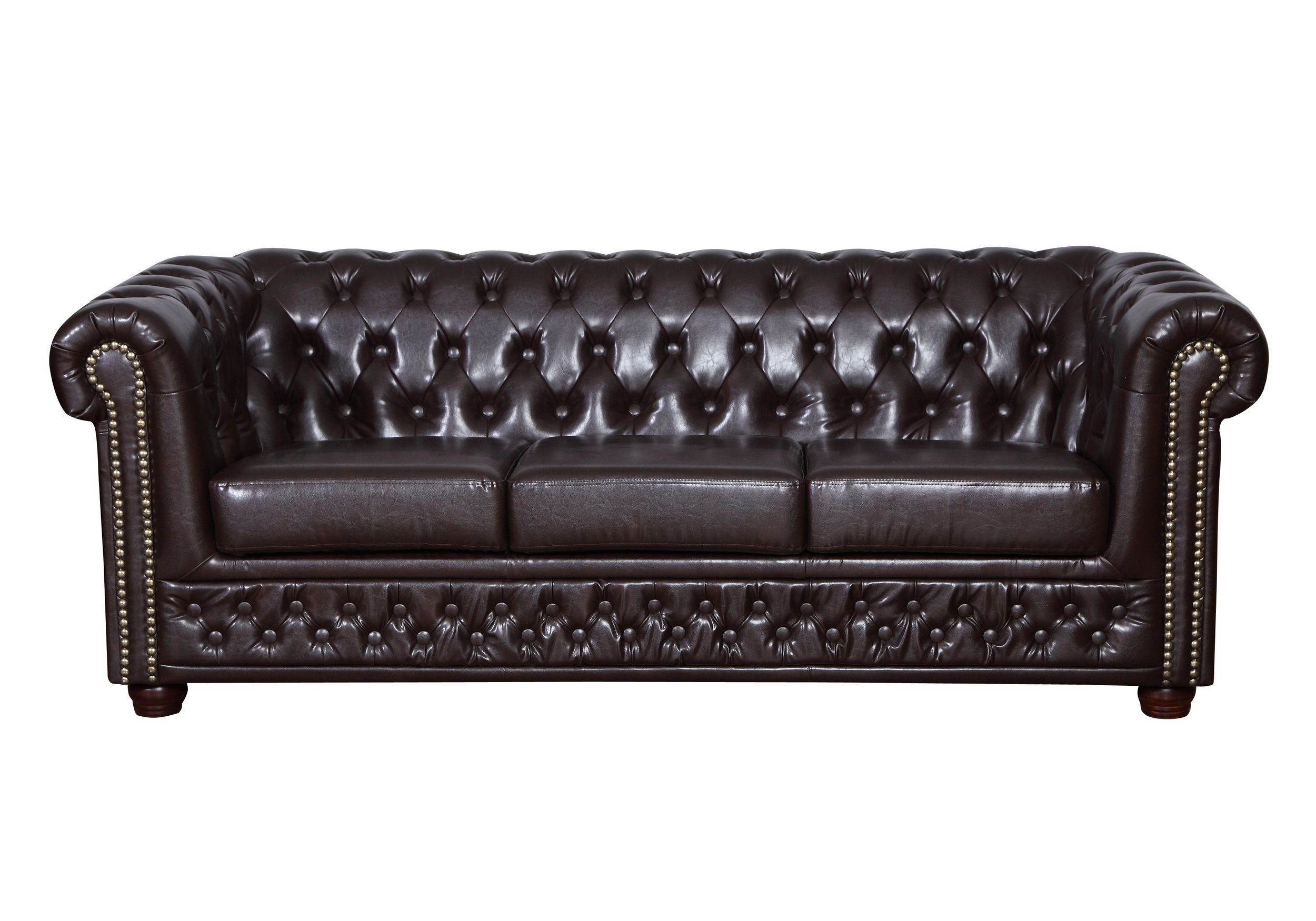Küchen-Preisbombe Sofa Edles Sofa 3 Sitzer in Kunstleder Vintage braun Couc günstig online kaufen