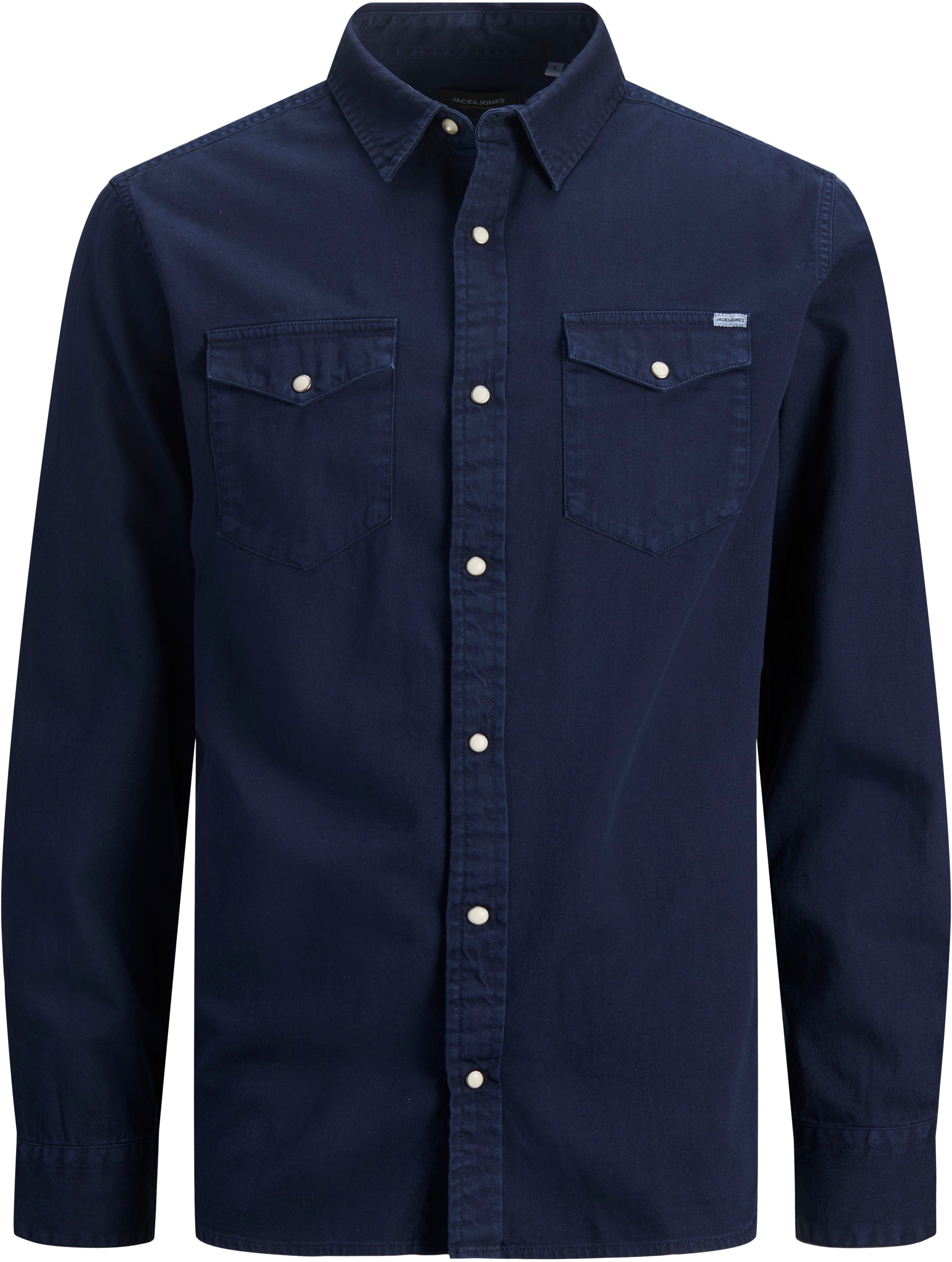 Jack & Jones Jeanshemd JJESHERIDAN im Workwear-Stil mit robuster Baumwollqualität unifarben, modisch, slim fit, Baumwolle, Hemdkragen – Bild 5 von 5