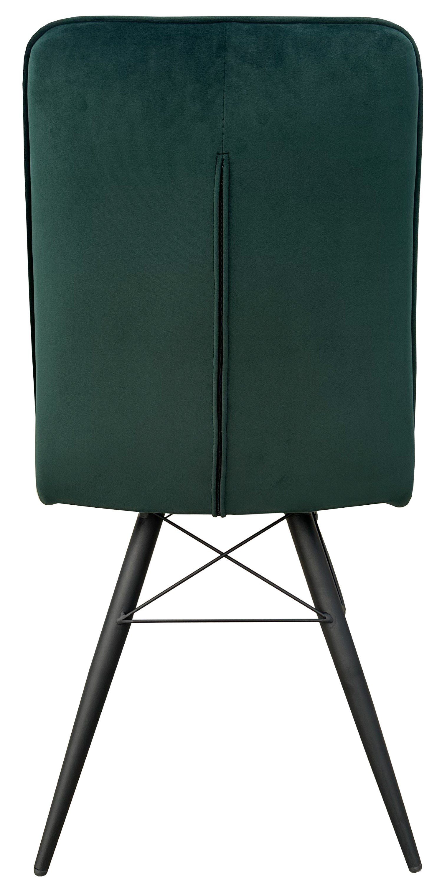 bene living Stuhl Vicenza dunkelgrün Samtbezug - weicher Rückenlehne Samt (Set, Metall-Gestell - St), hohe gepolstert - - 6 