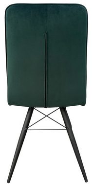 bene living Stuhl Vicenza - gepolstert - Samt - dunkelgrün (Set, 4 St), weicher Samtbezug - Metall-Gestell - hohe Rückenlehne