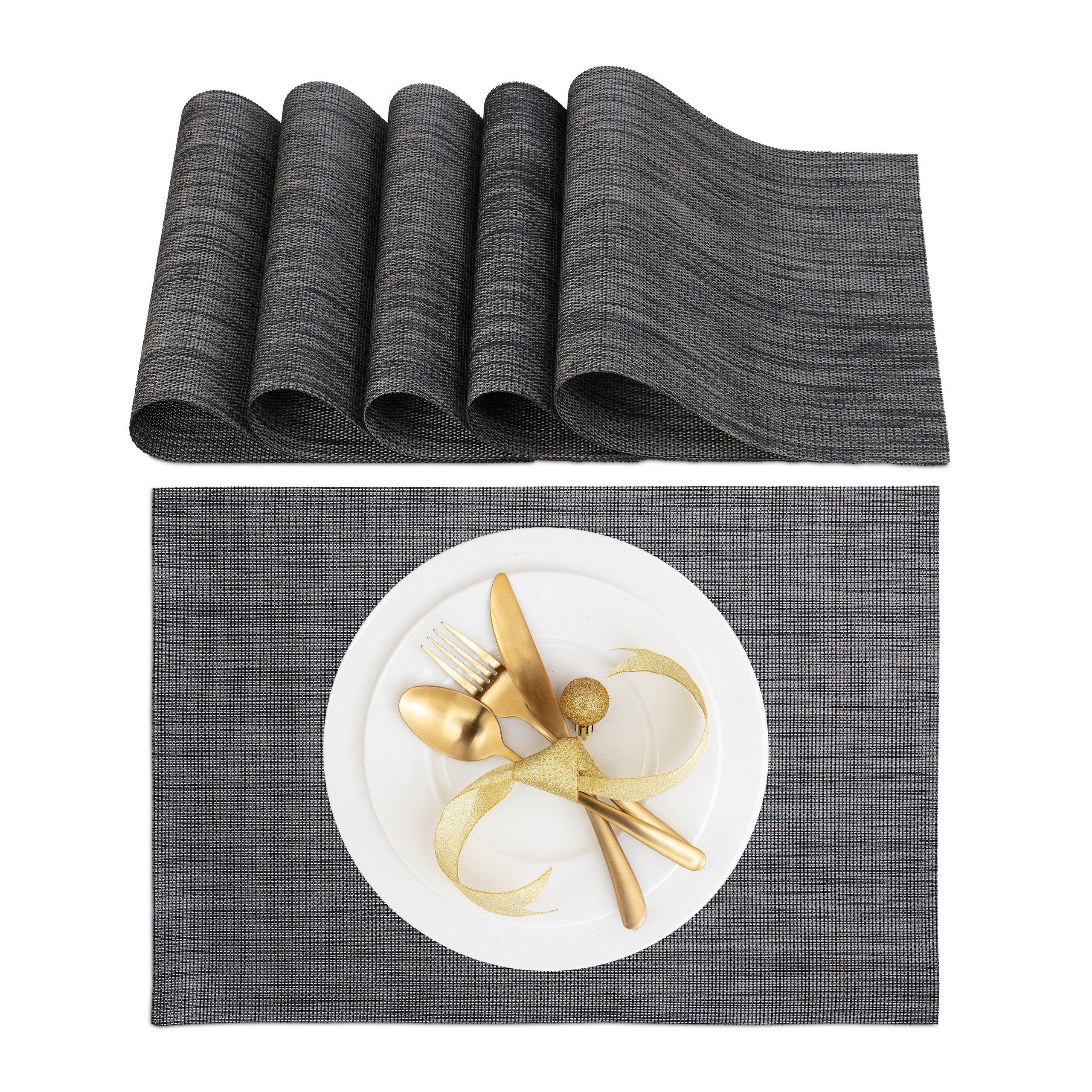 relaxdays Platzset Tischset 6-teilig, Anthrazit günstig online kaufen
