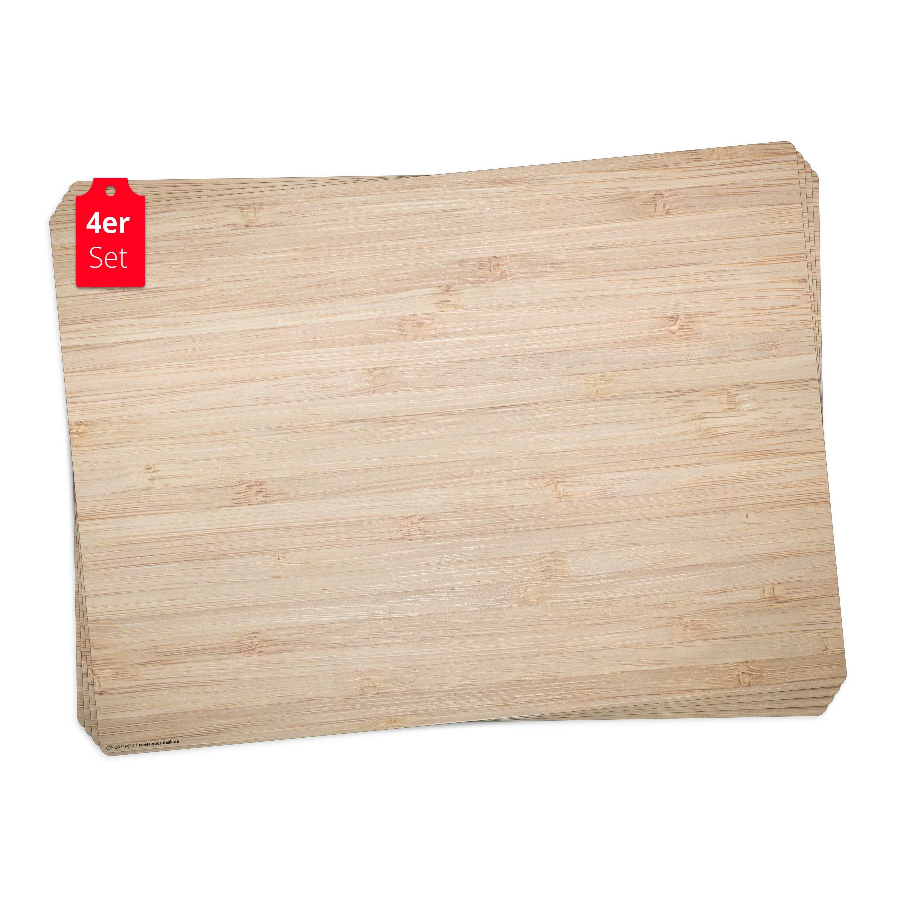 cover-your-desk.de Platzset Tischsets I Platzsets abwaschbar - Bambus Optik, (aus erstklassigem Vinyl (Kunststoff – BPA-frei), 4-St., 44 x 32 cm - rutschfeste Tischdekoration), Made in Germany