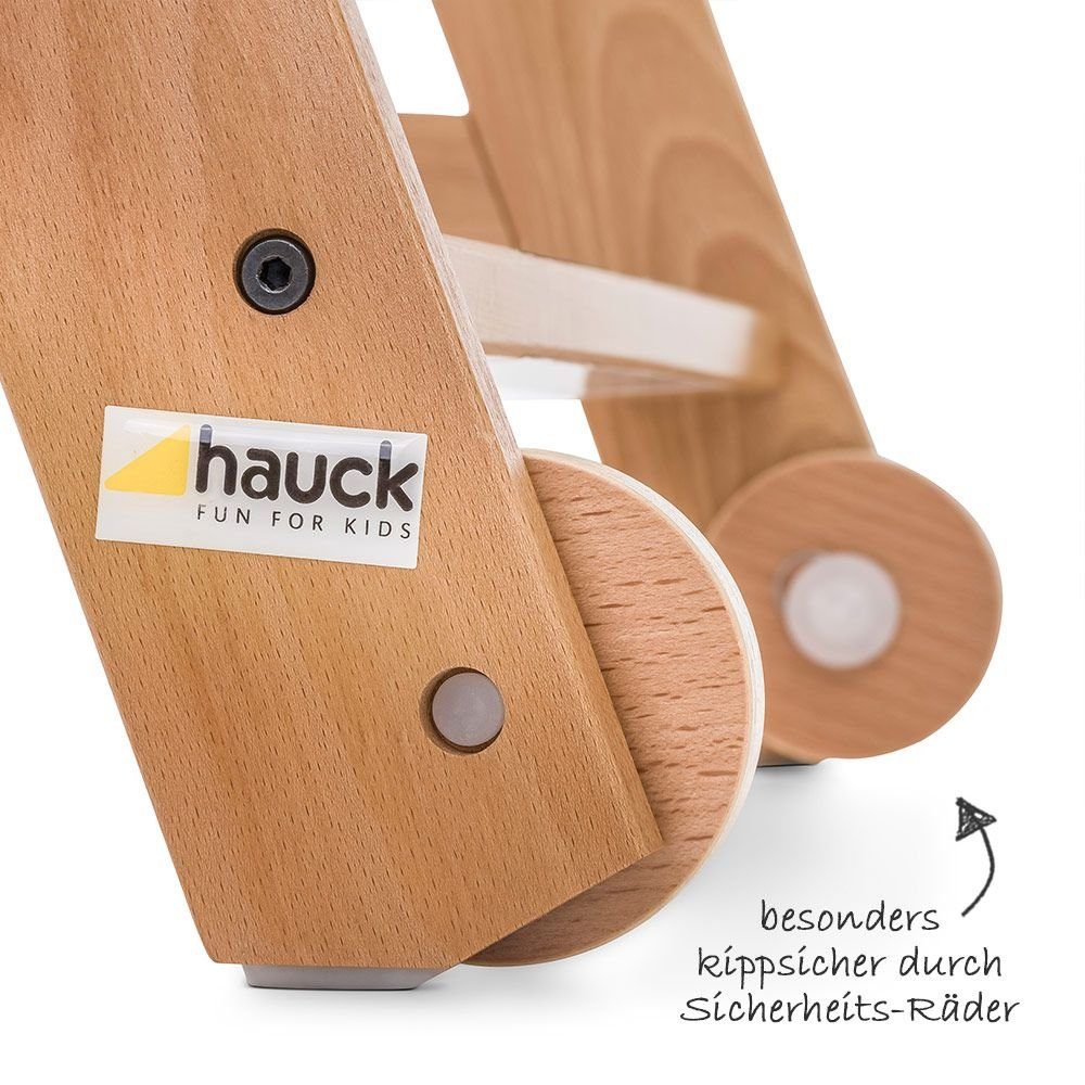 Hauck Hochstuhl Natur Check Essbrett, Rollen - Sitzauflage (3 & St), Holz mit Mitwachsender Kinderhochstuhl Plus Beta