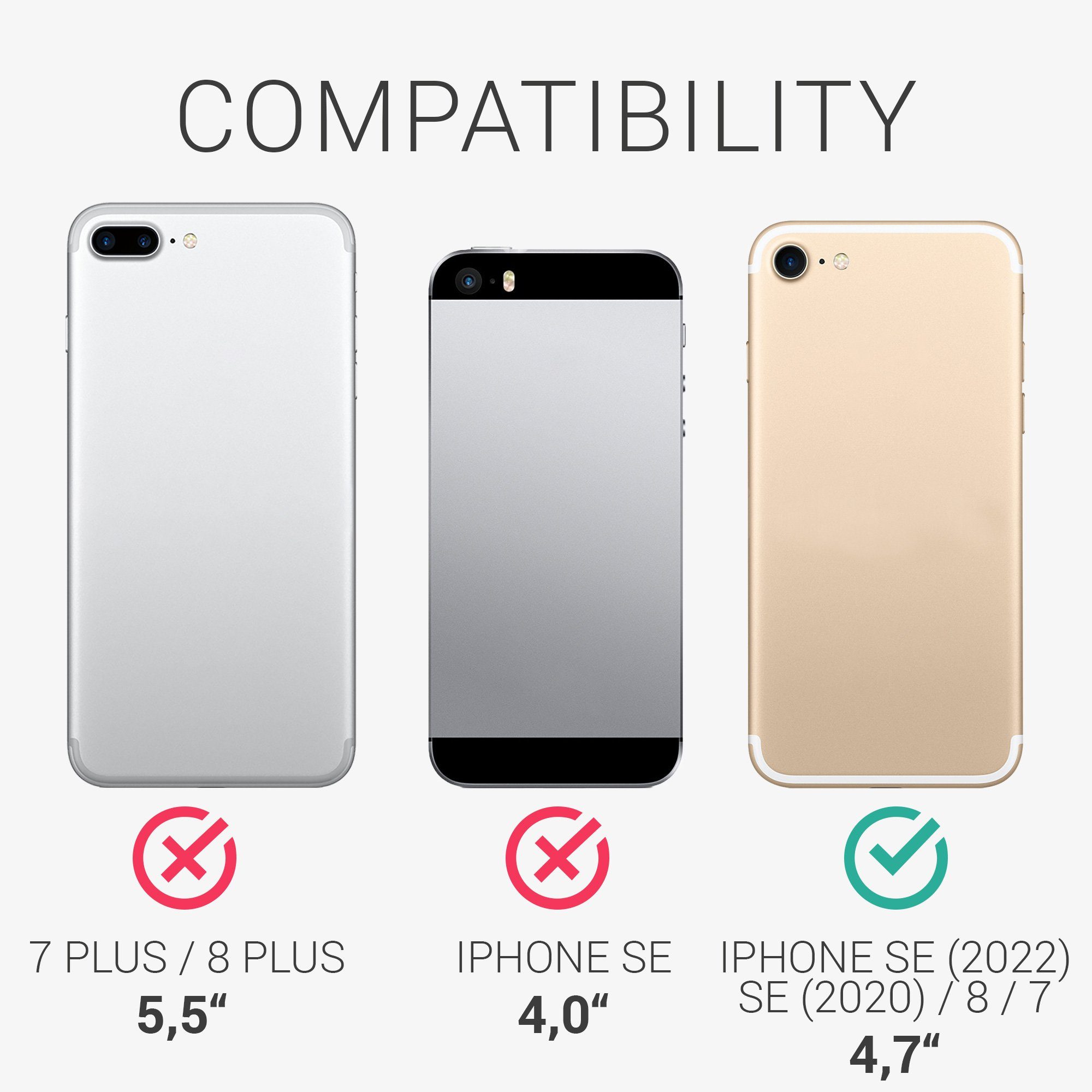kwmobile Handyhülle Hülle für Apple iPhone SE / 8 / 7, mit Kartenfach - Dual TPU Silikon Hybrid Hardcase Handy Hard Cover – Bild 5 von 5