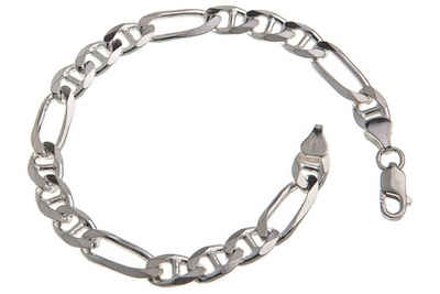 Silberkettenstore Silberarmband Figaruccikette Armband 7,5mm - 925 Silber, Länge wählbar von 16-25cm