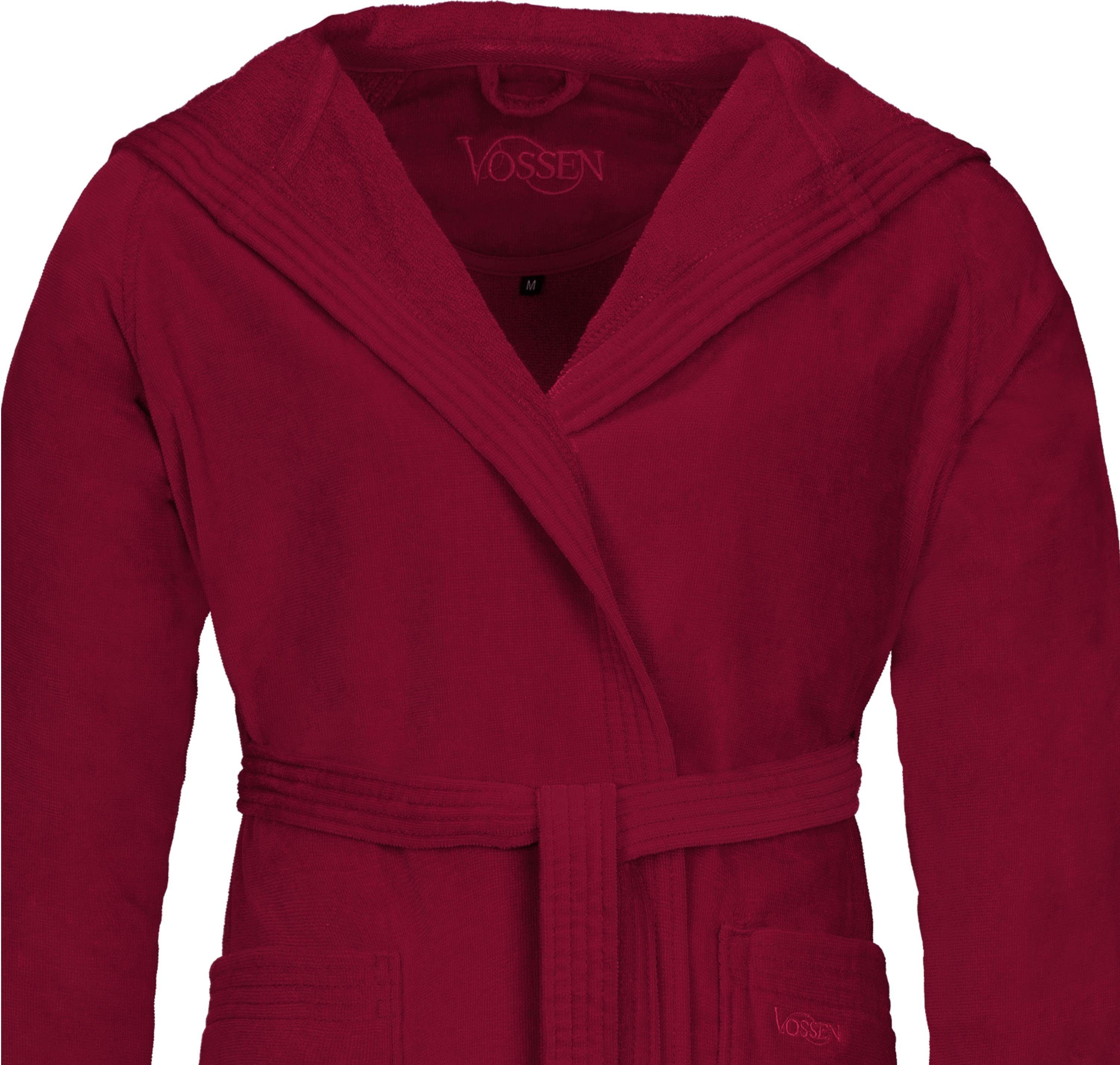 Vossen Unisex-Bademantel Texas, ideal für Sauna & Spa, Hotelbademantel, Morgenmantel, Kurzform, Webvelours, Kapuze, Gürtel, für Damen & Herren