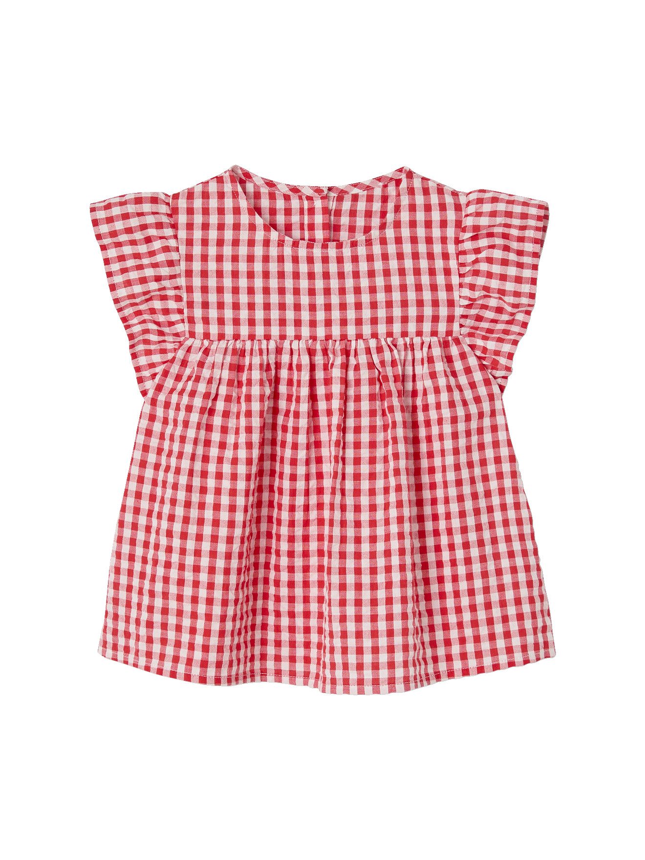 vertbaudet Kurzarmbluse Geblümte Mädchen Bluse mit kurzen Volantärmeln