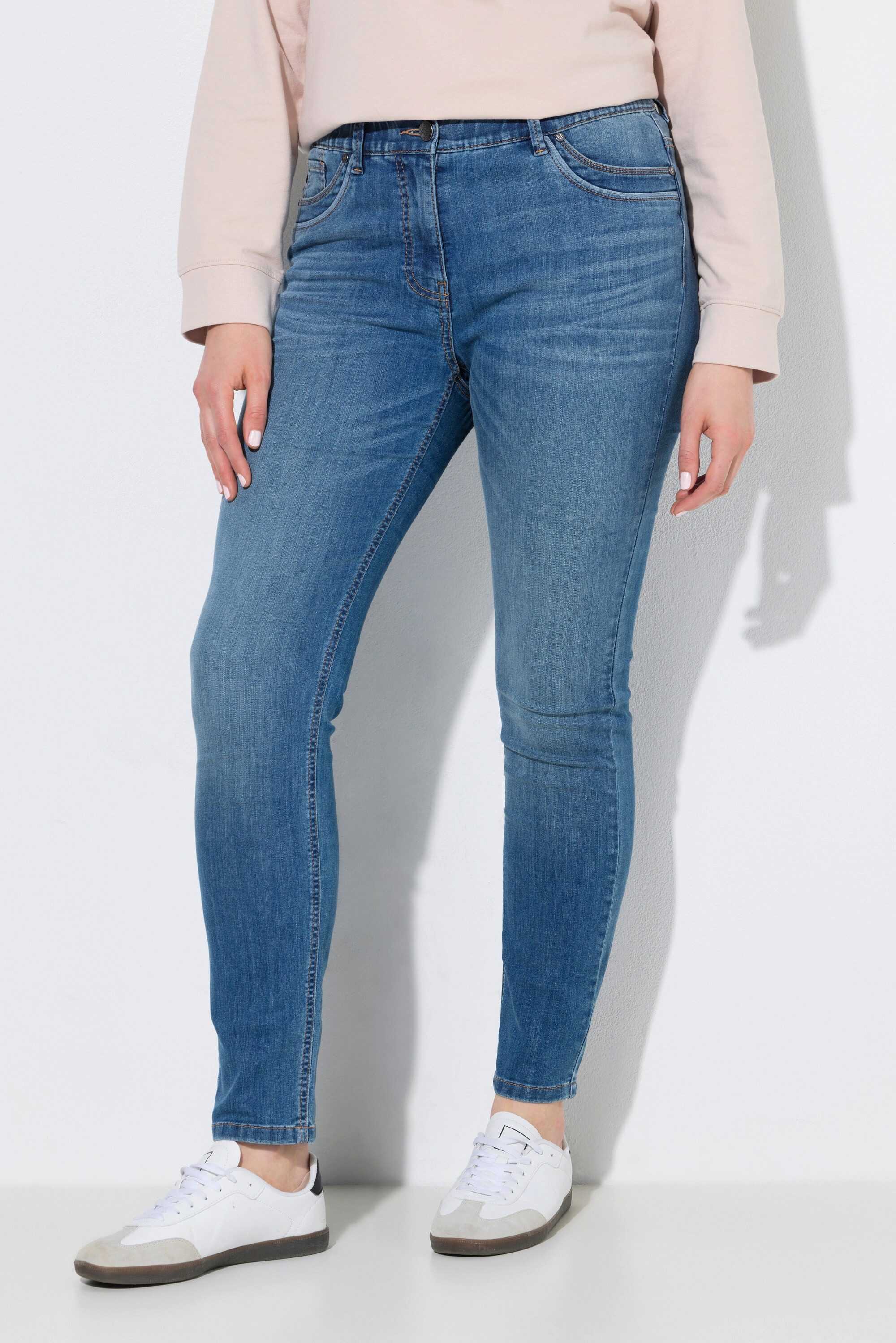 Ulla Popken 5-Pocket-Jeans Jeans Sarah Wascheffekte schmales Bein