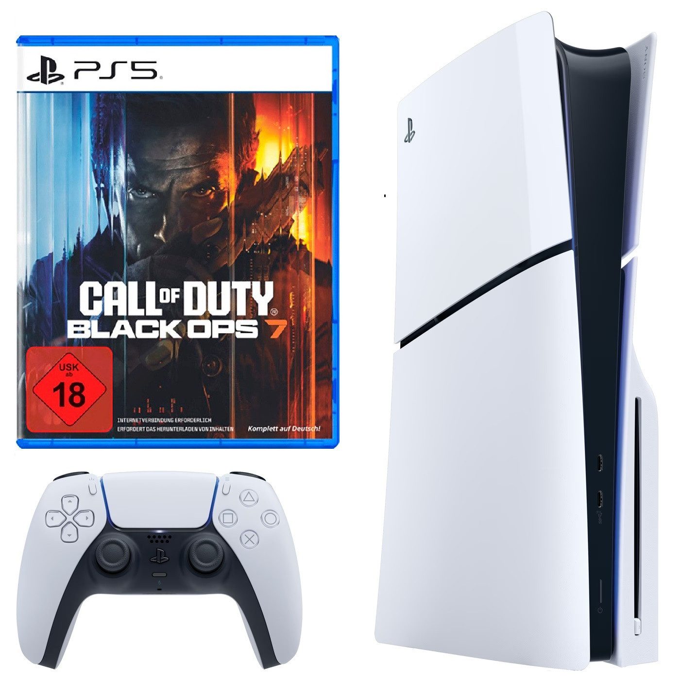 Playstation PS5 Slim Konsole mit Laufwerk Disc + Call of Duty Black Ops 7 Bundle 1TB (Bundle), Gaming Bundle Console Set