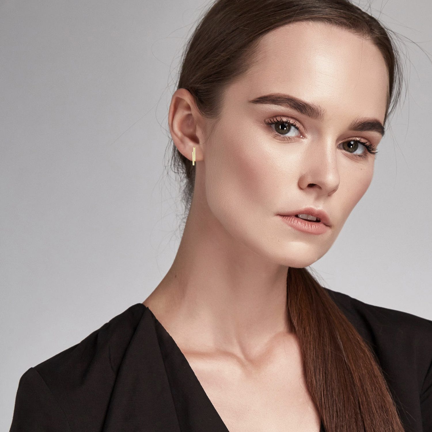 LÖB Paar Ohrstecker 925 Silber Gold vergoldet Ohrringe Stab Doppel Ohrsteck günstig online kaufen