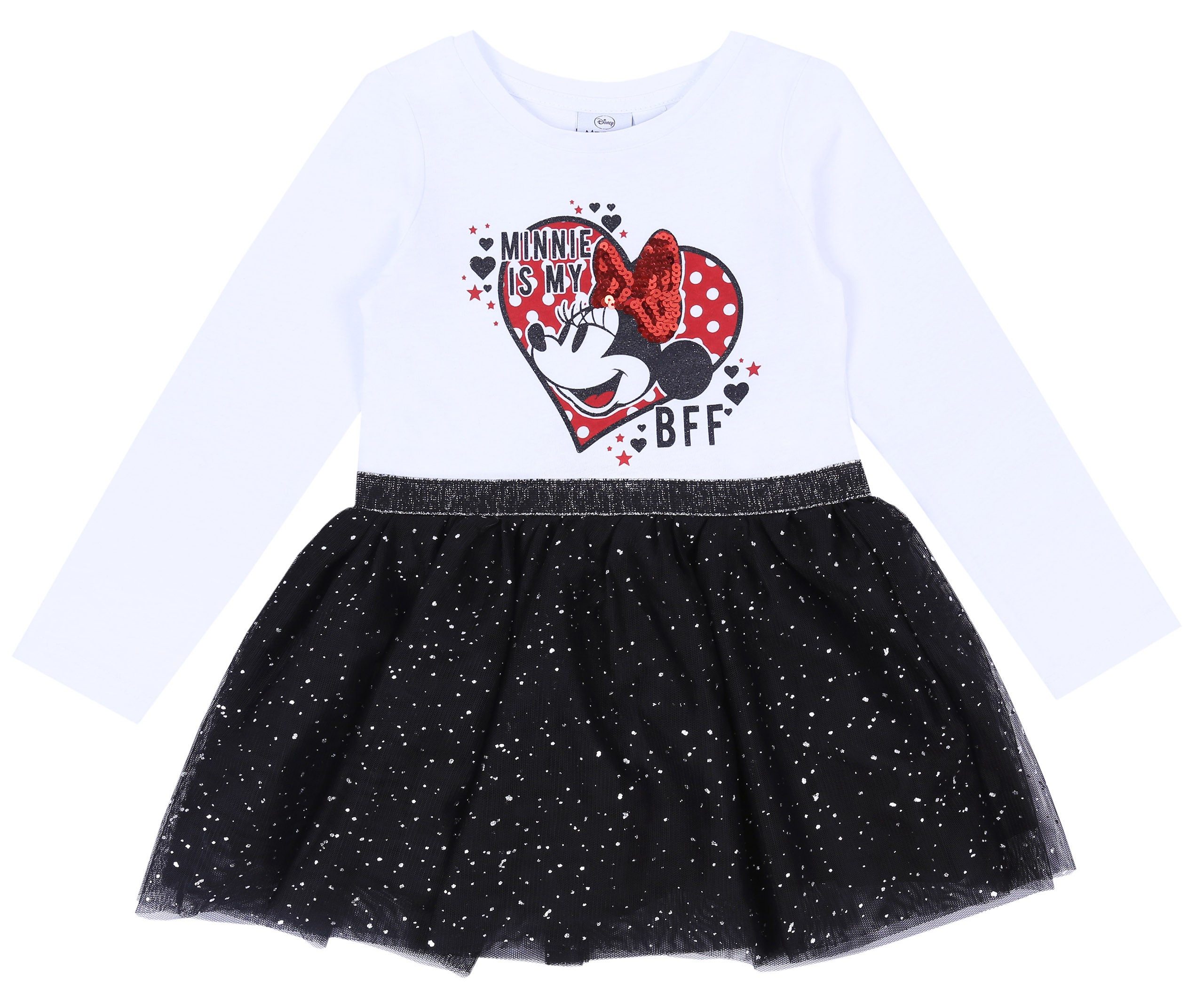 Sarcia.eu Druckkleid Weiß und schwarz Kleid Minnie Mouse DISNEY 7-8 Jahre