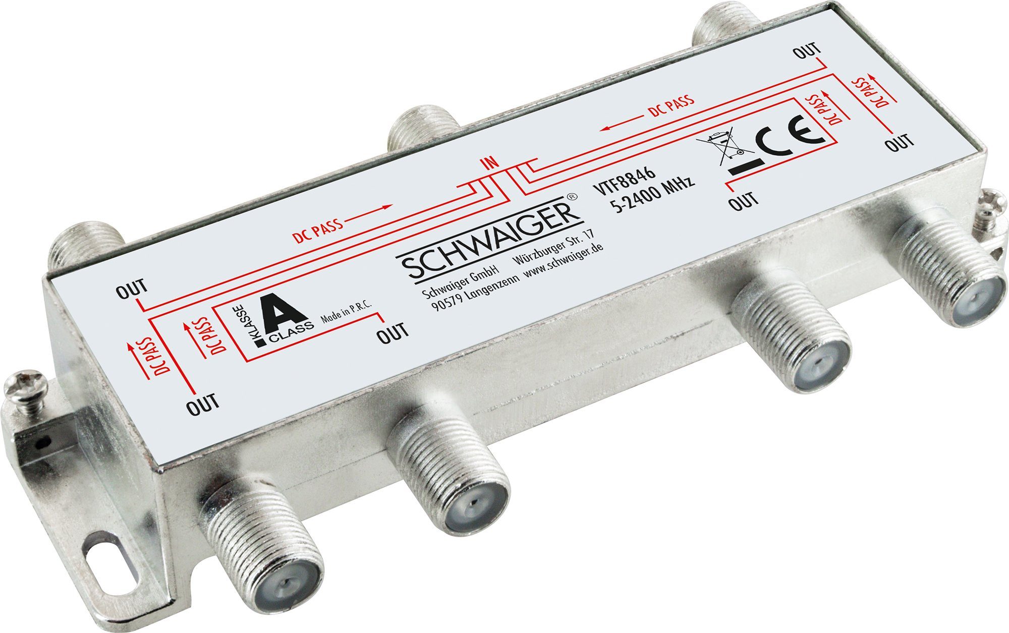 Schwaiger Дистрибьютор сат VTF8846 241 (verteilt ein Signal auf sechs Teilnehmer), für Kabel-, Antennen- und Satellitenanlagen