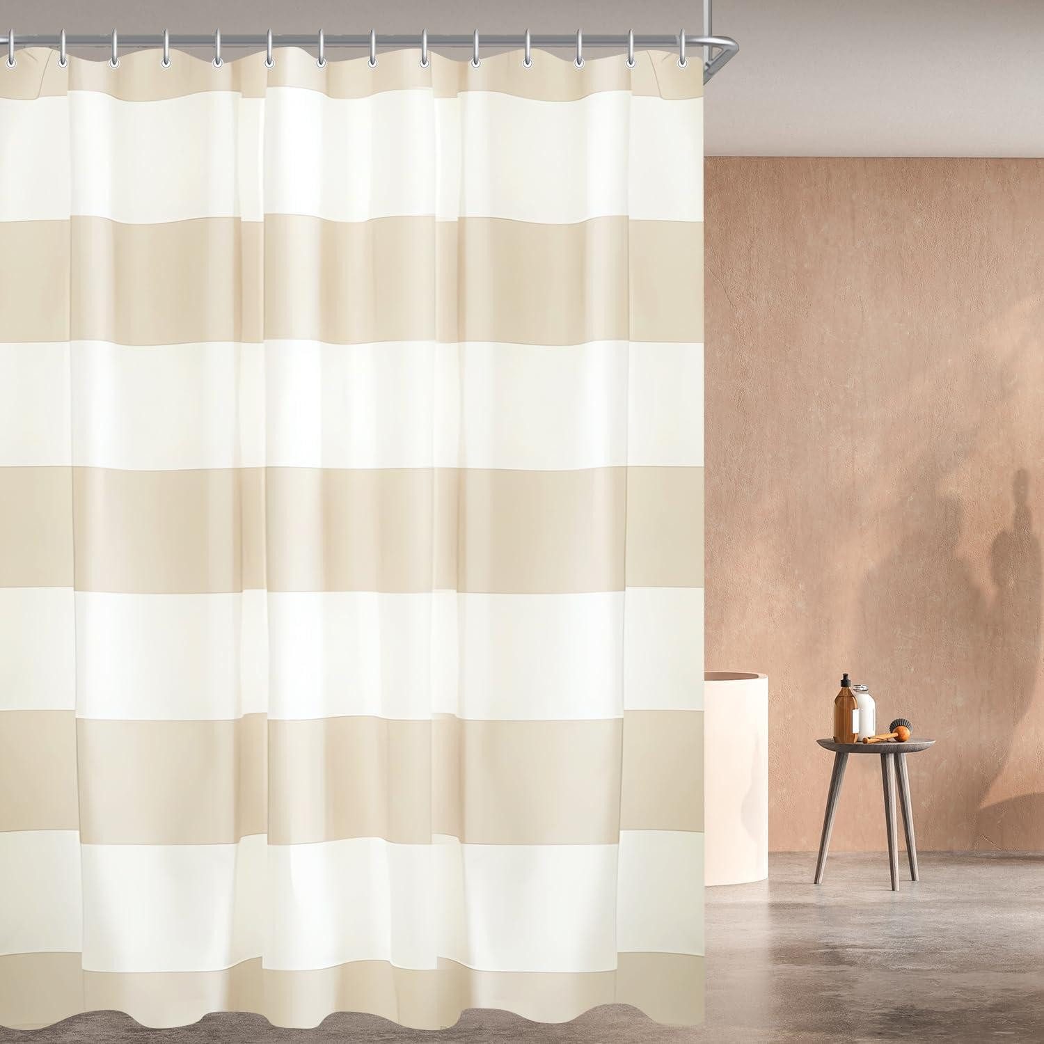 LuxusKollektion Duschvorhang Duschvorhang Beige Streifen 180x180cm günstig online kaufen