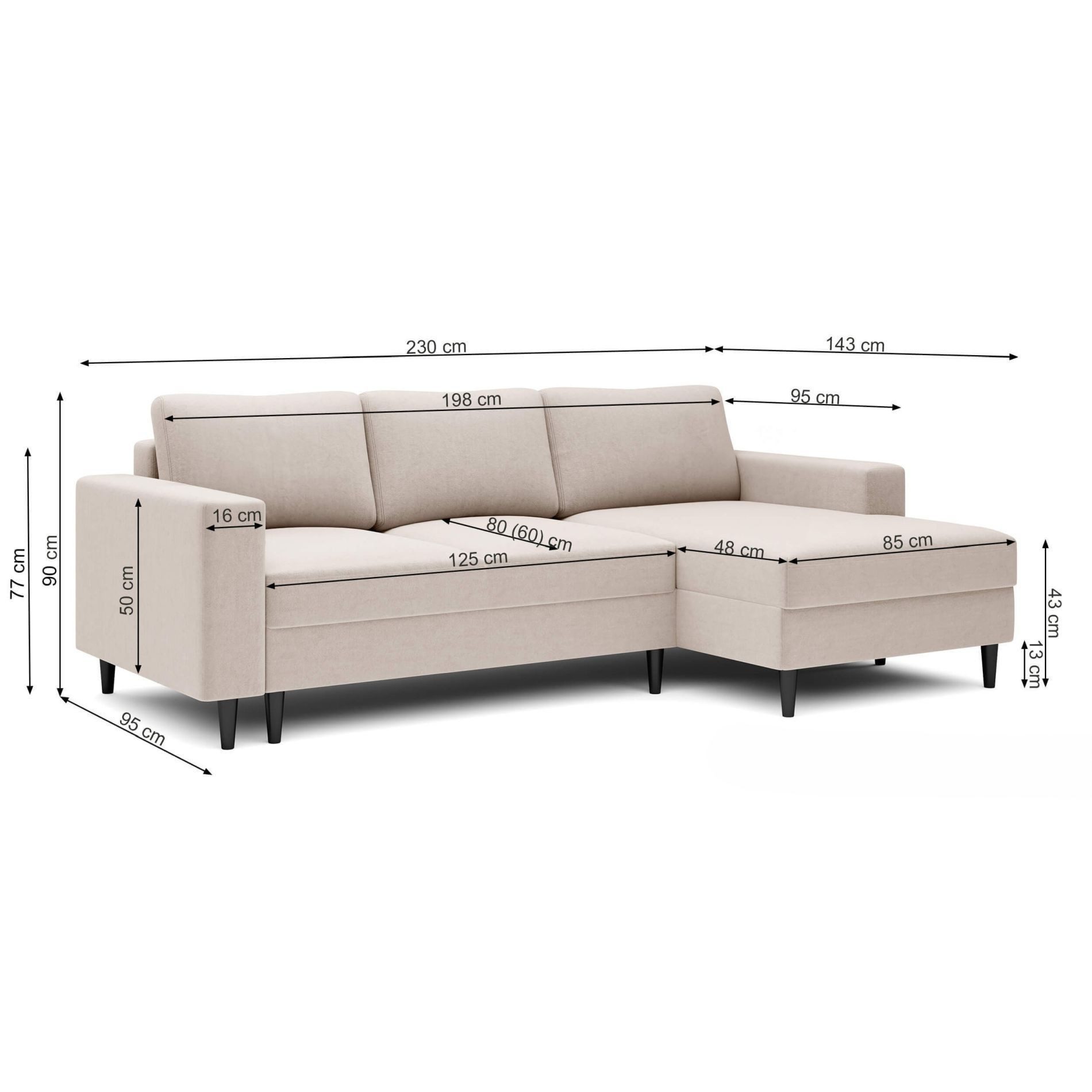 Selsey Ecksofa NALIKA, Ecksofa mit Ottomane, Samt, Schlaffunktion und Bettkasten