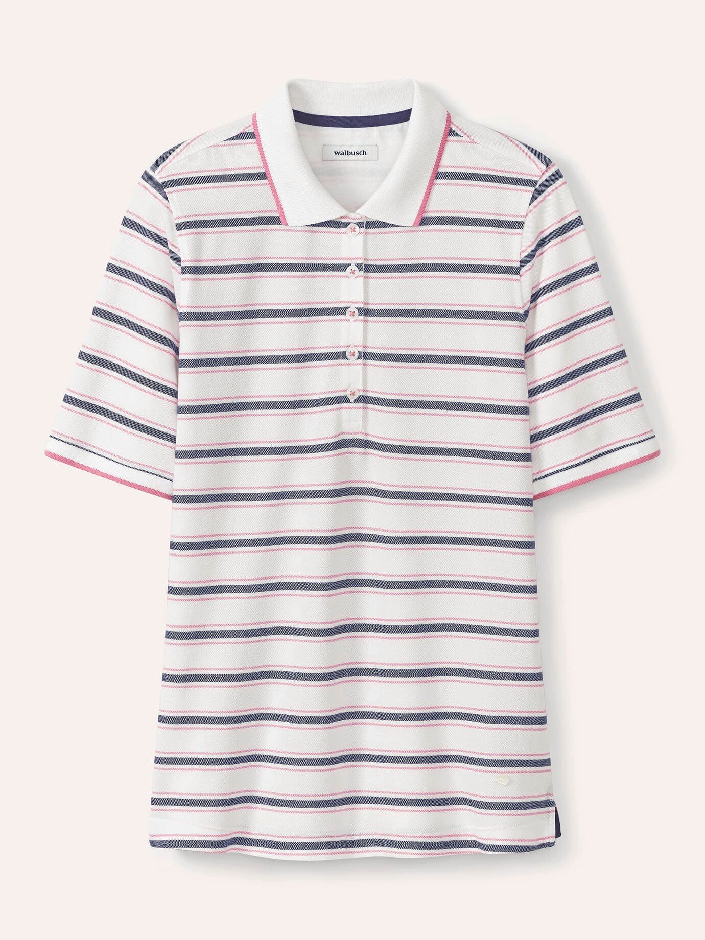 Walbusch Poloshirt Damen Polo Halbarm Bügelfrei Baumwolle Atmungsaktiv, pflegeleicht, mit Knopfleiste und Seitenschlitzen