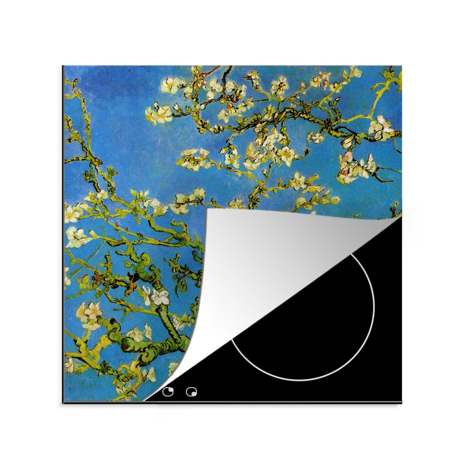 MuchoWow Herdblende-/Abdeckplatte Mandelblüte - Gemälde von Vincent van Gogh, Vinyl, (1 tlg), 78x78 cm, Ceranfeldabdeckung, Arbeitsplatte für küche