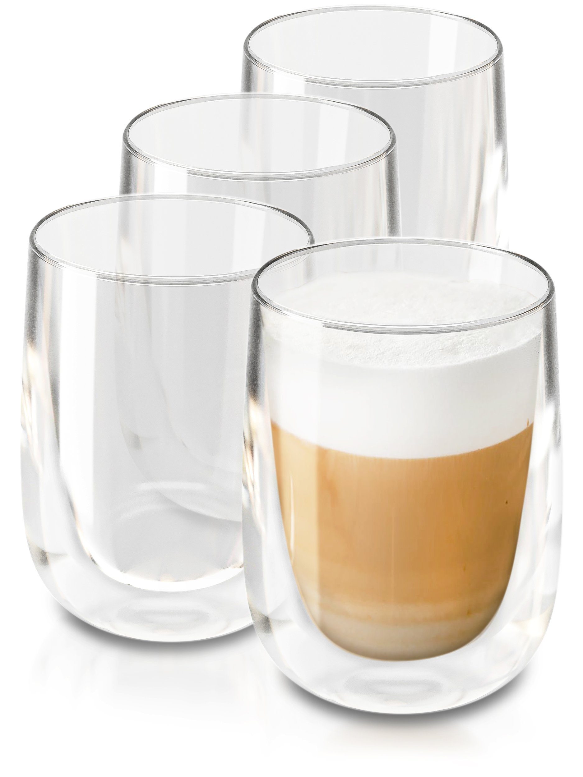 Cosumy Gläser-Set »4 Cappuccino Gläser Set Doppelwandig 250ml«, Glas,  Cappuccino Thermogläser - für Heiß- und Kaltgetränke