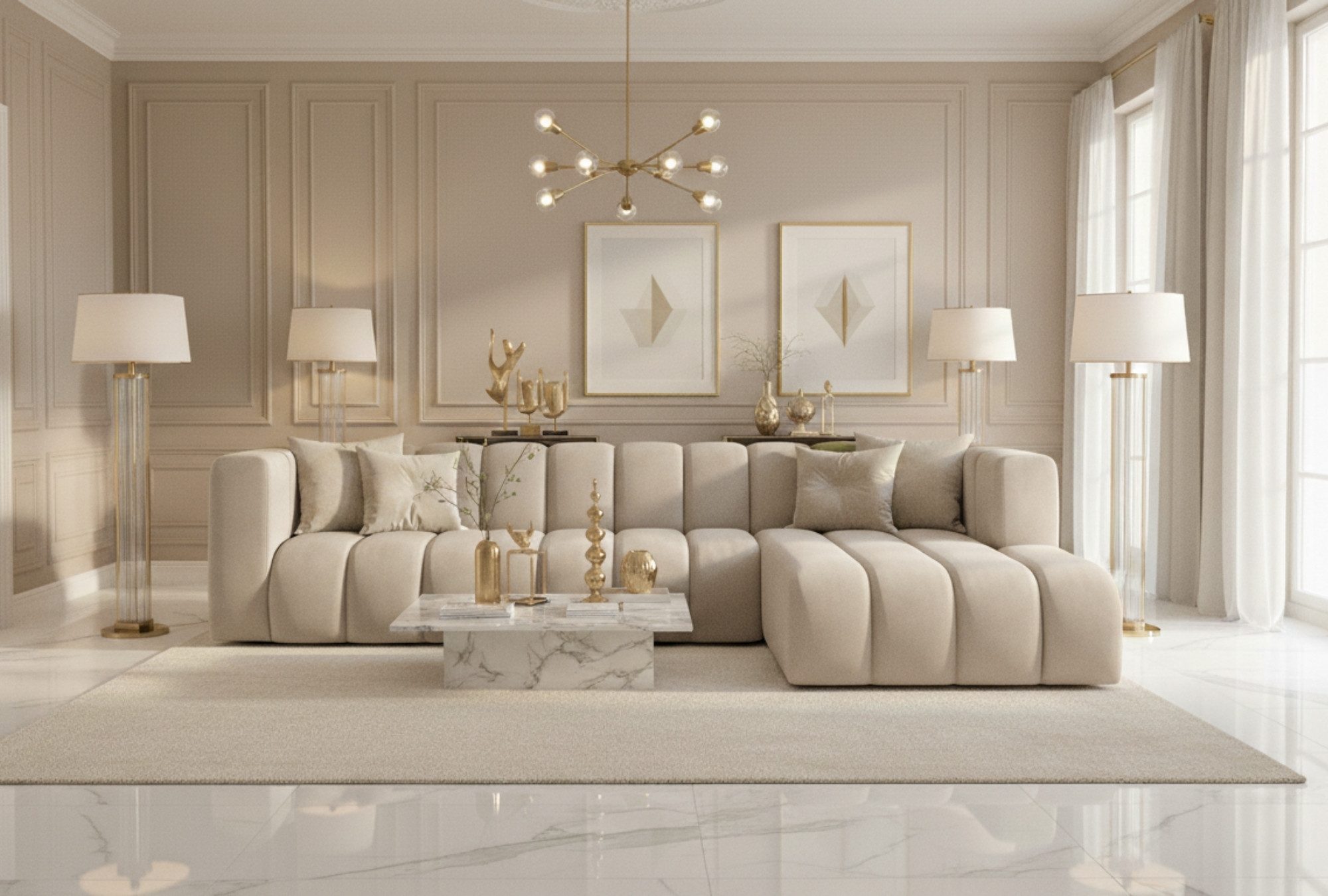 Kaiser Möbel Ecksofa Moderne aus Veloursstoff Salvador Grand L 318 cm, Ecksofa, Tiefe Sitzflächen,Premium-Velours Salvador,Design Soft-Cube