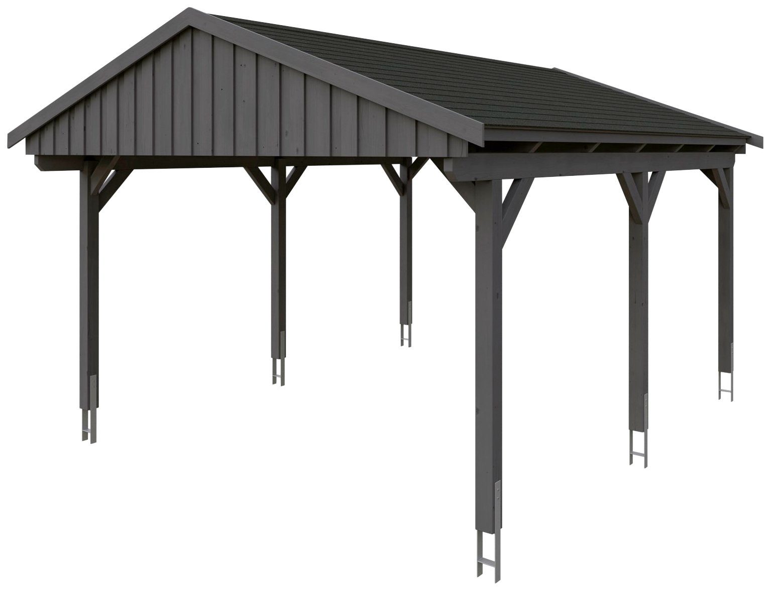 Schindeln Skanholz 379 BxT: 423x566 Einzelcarport mit cm cm, schwarzen Einfahrtshöhe, Fichtelberg,