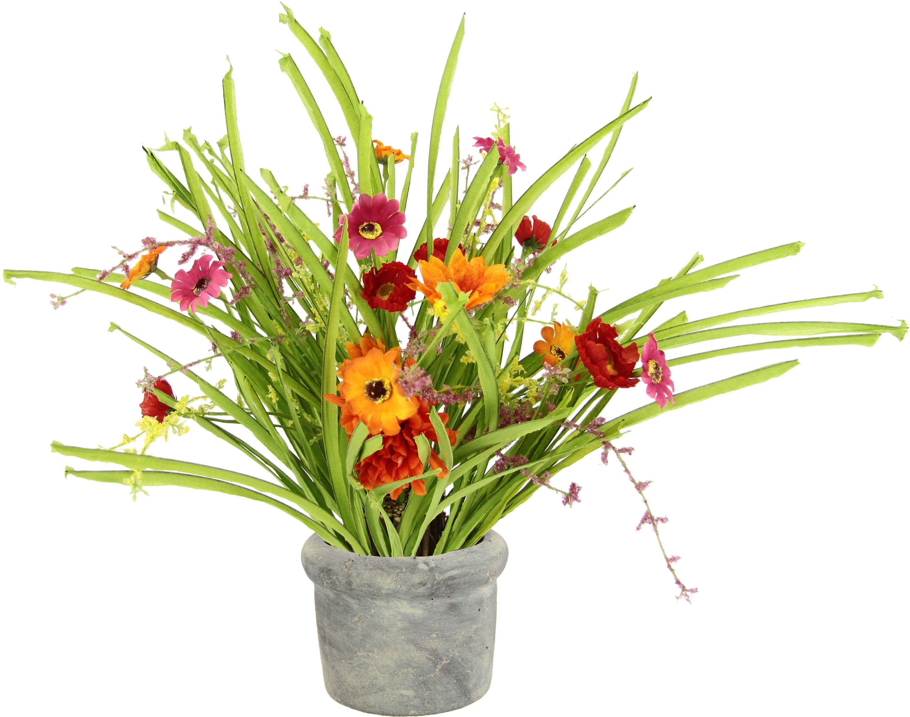 Höhe Grasbusch cm, I.GE.A., Blütenbund Kunstblumen Künstlicher Im mit 43 Blütenbusch, Topf Kunstblume