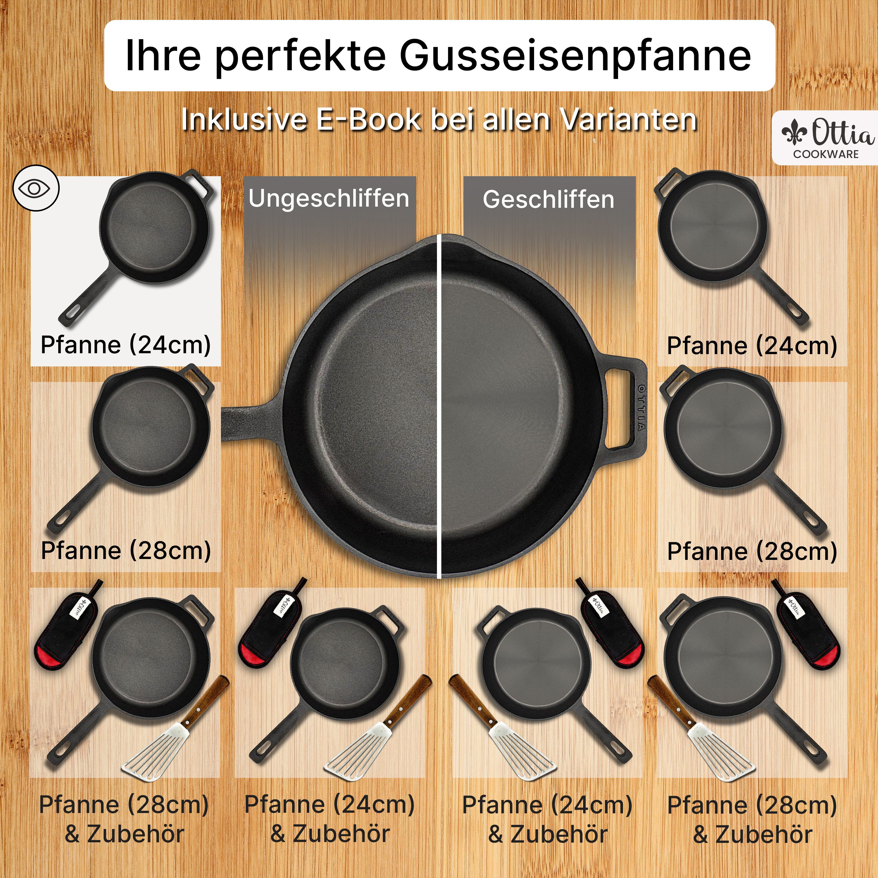 Ottia Bratpfanne Reine Gusseisenpfanne: Gusseisen, Eisenpfanne, Cast Iron Pan