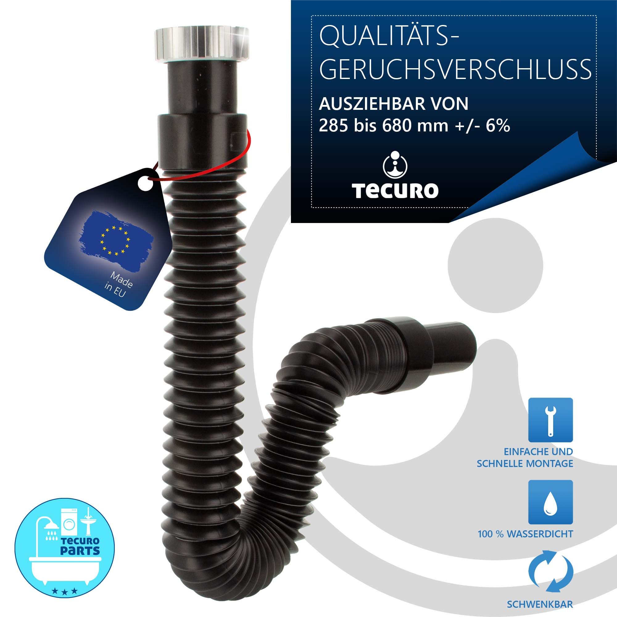 tecuro Siphon Geruchsverschluss flexibel 1 1/4 Zoll auf Ø 32/40 mm – Bild 4 von 5