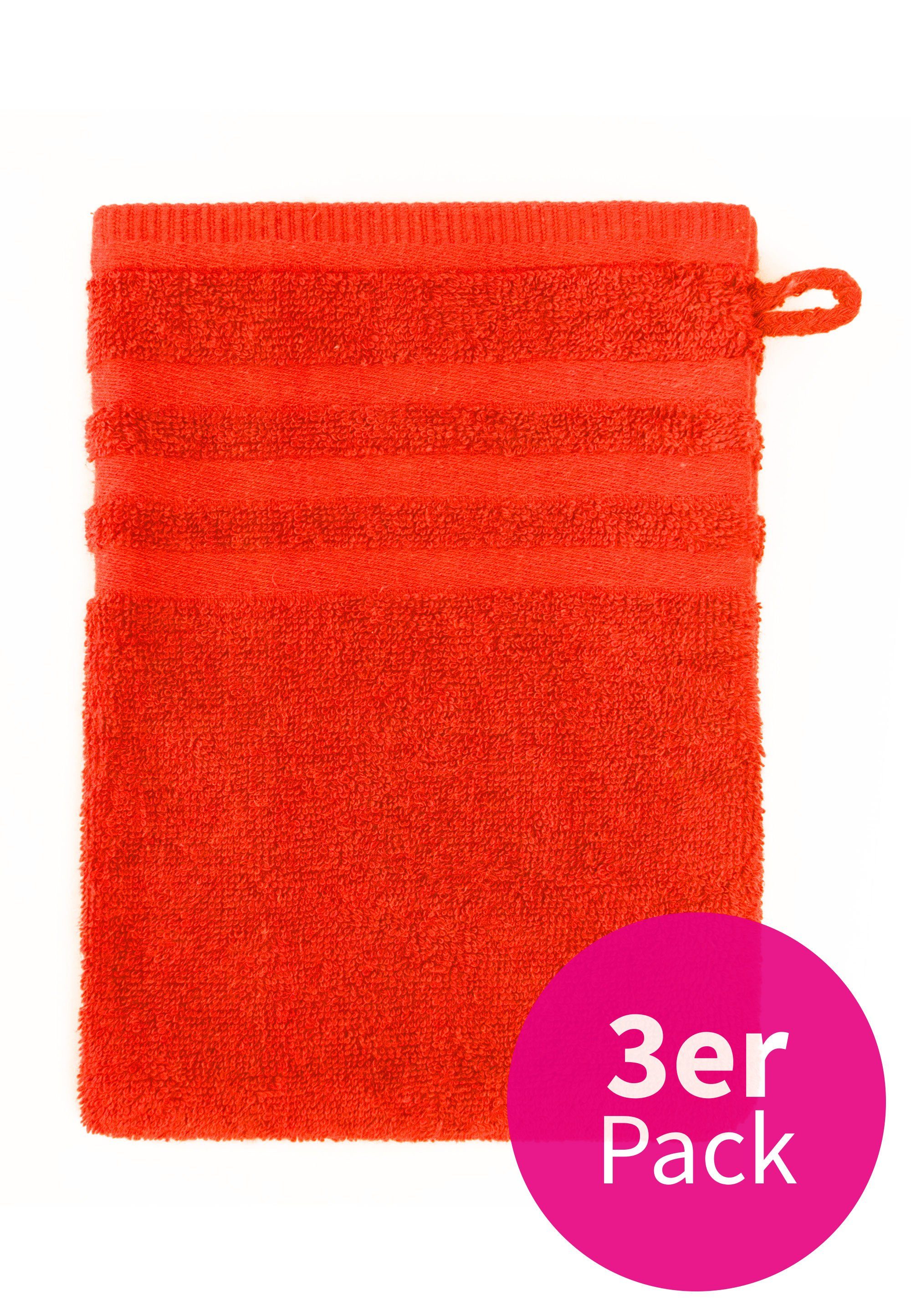 im grace Streifen-Bordüre orange spa 3er-Pack (3-tlg), Waschlappen mit grand