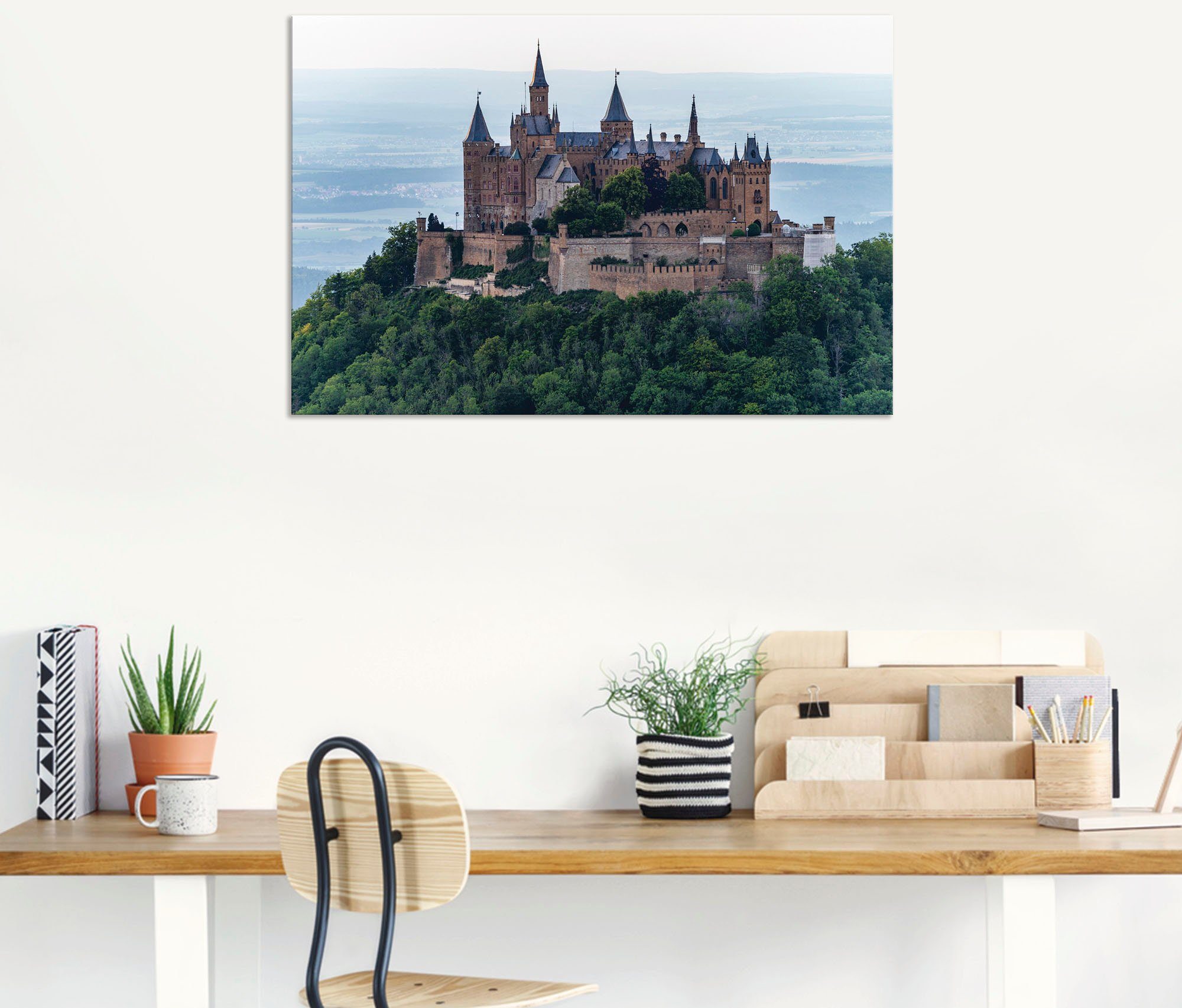 Burg Wandaufkleber als oder Poster Wandbild St), Größen als Leinwandbild, (1 Gebäude Artland versch. Nahaufnahme, Alubild, Hohenzollern in