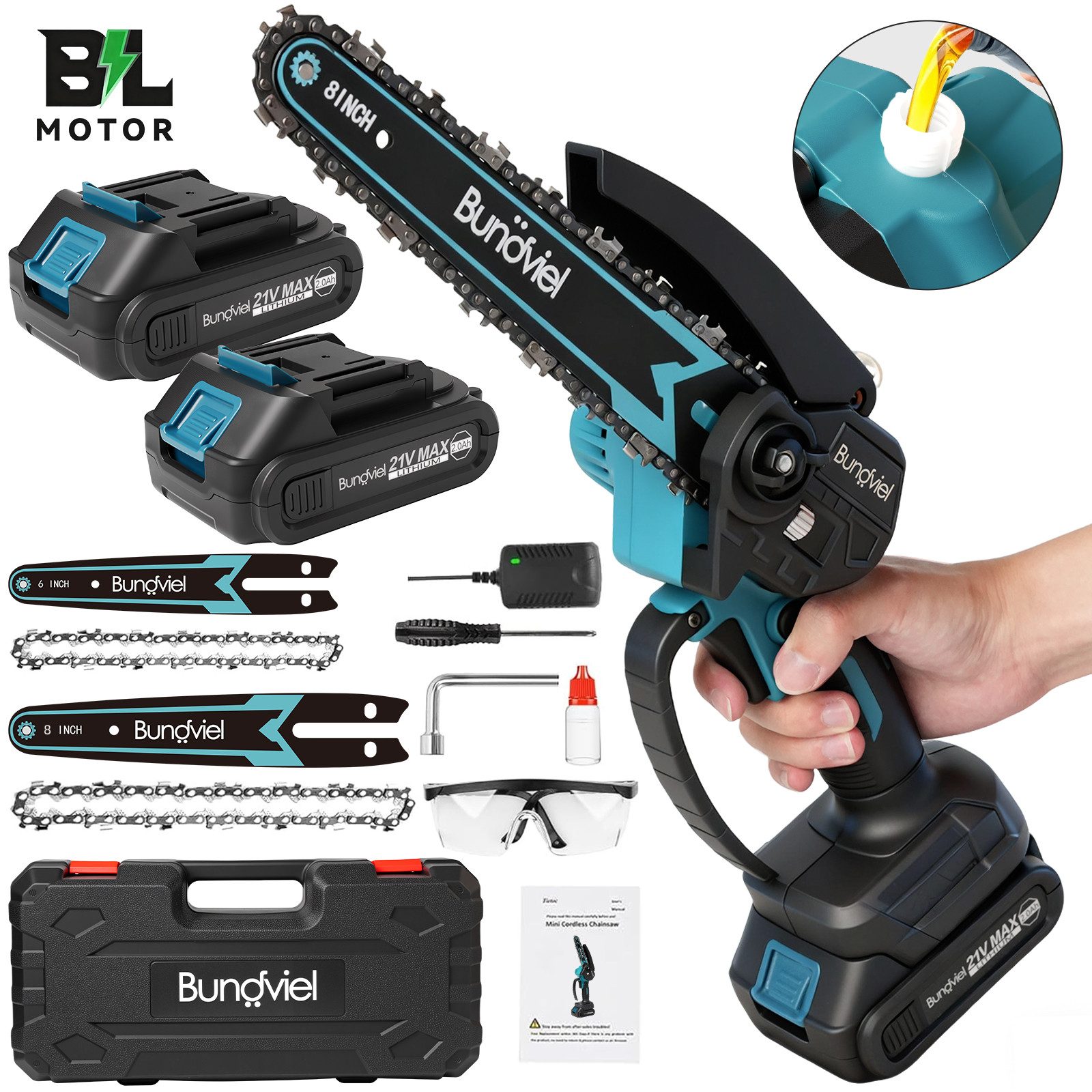 Bundviel Akku-Kettensäge Akku Kettensäge 6+8 Zoll günstig online kaufen