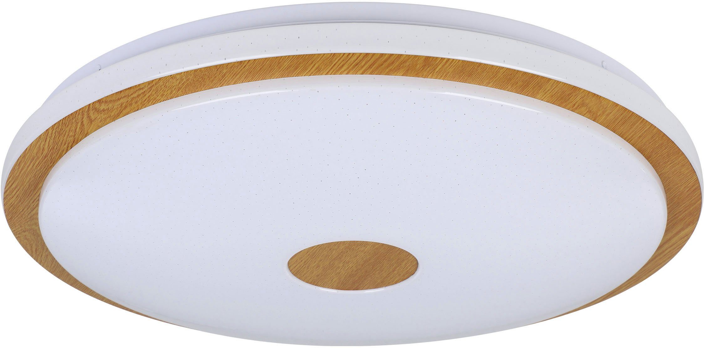 EGLO Deckenleuchte LANCIANO 1, LED fest integriert, Neutralweiß, Kaltweiß, Warmweiß, Deckenleuchte in weiß und braun aus Stahl, Holz - 35W