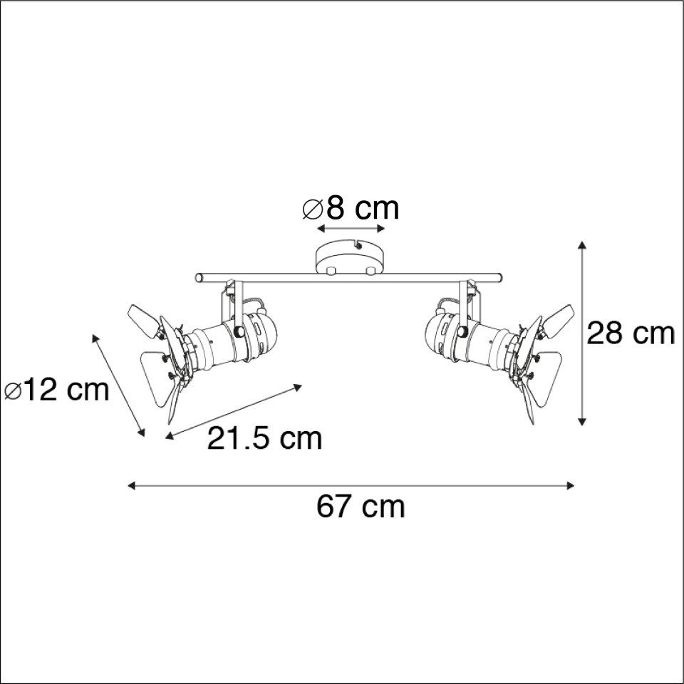 Qazqa LED Aufbaustrahler Movie, ohne Leuchtmittel, Warmweiß, QAZQA Aufbau­spot, gu10, Schwarz, Edelstahl, Industrie