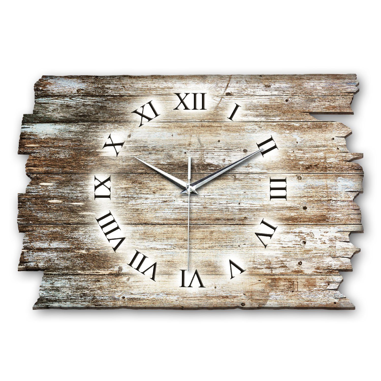 Kreative Feder Funkwanduhr Design-Wanduhr „Holzoptik dunkel“ aus Holz (ohne Ticken; flüsterleises Uhrwerk; außergewöhnlich, modern)