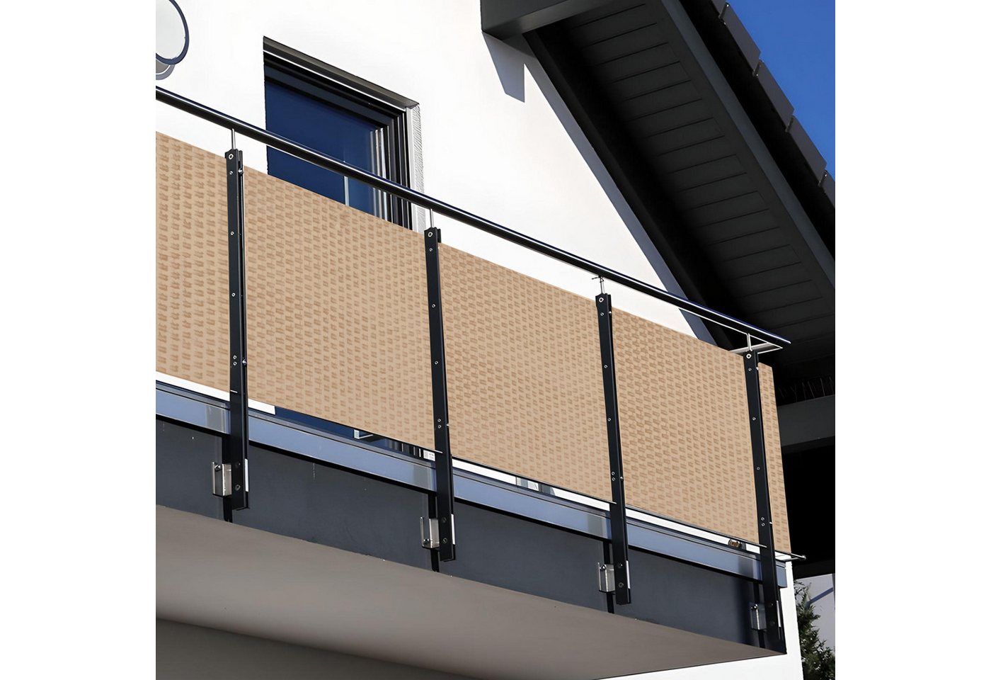 NYVI Balkonsichtschutz Polyrattan Balkon Sichtschutz Privafence Balkonbespannung (1-St) UV-fest, Witterungsbeständig, 100% Blickdicht - Balkonumspannung