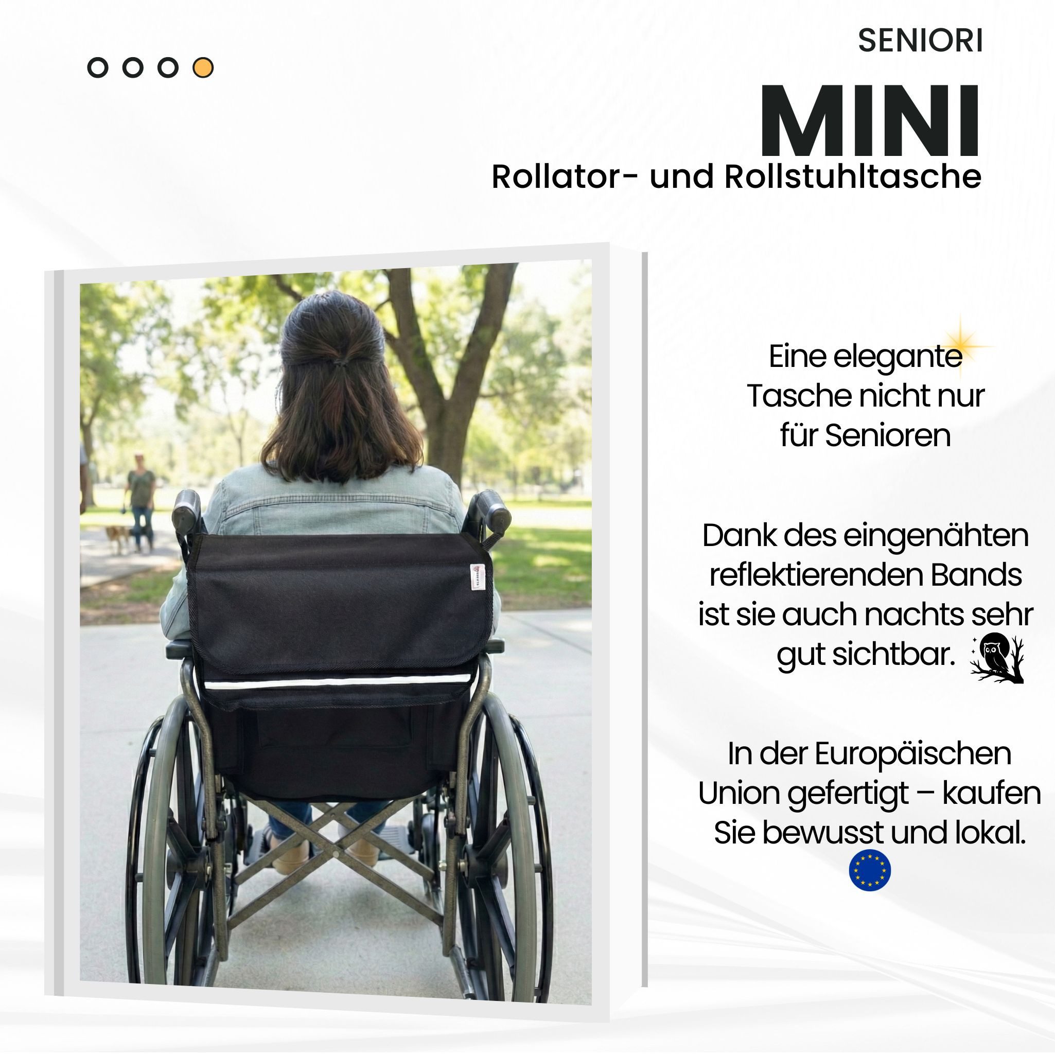 Seniori Aufbewahrungstasche SENIORI Rollator / Rollstuhl Tasche Rollatortasche Rollstuhltasche, 2M. Schwarz - Mini – Bild 5 von 5