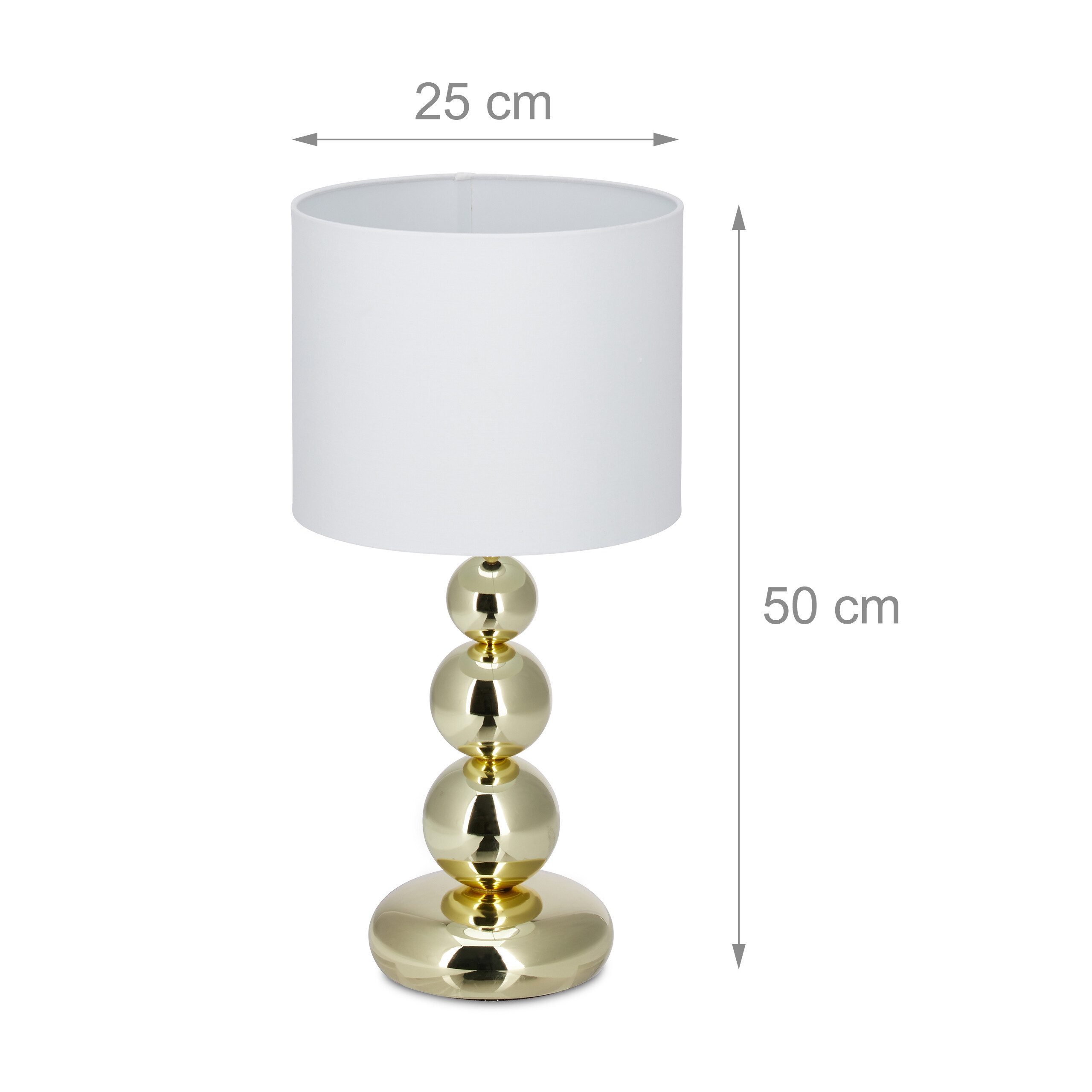 relaxdays Nachttischlampe Tischlampe 2er Set, Kippschalter zum bequemen Ein- und Ausschalten, ohne Leuchtmittel, Warmweiß, gold – Bild 4 von 5