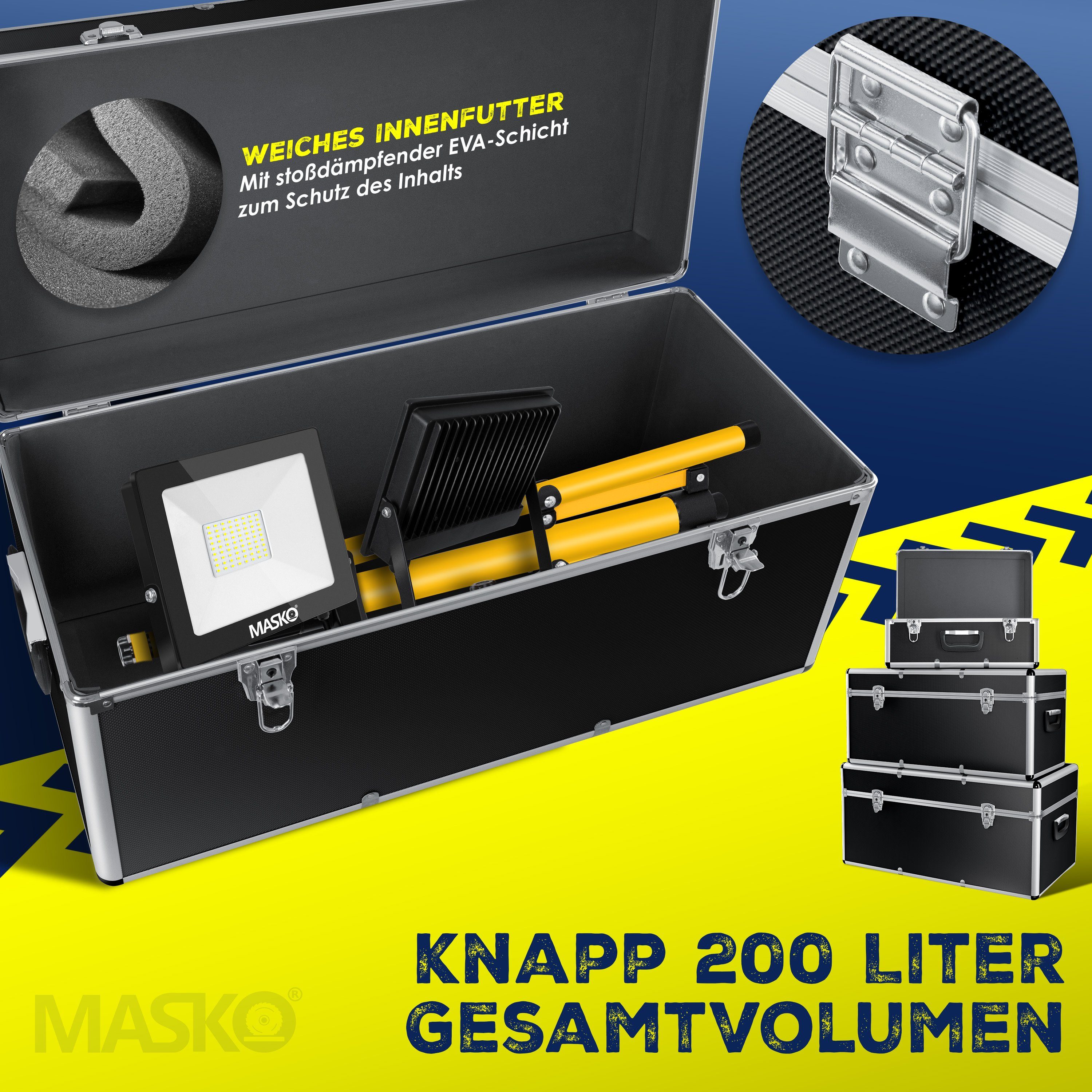 MASKO Stapelbox, 3er SET Alu Boxen Alubox Alukiste Transportbox Werkzeugkiste
