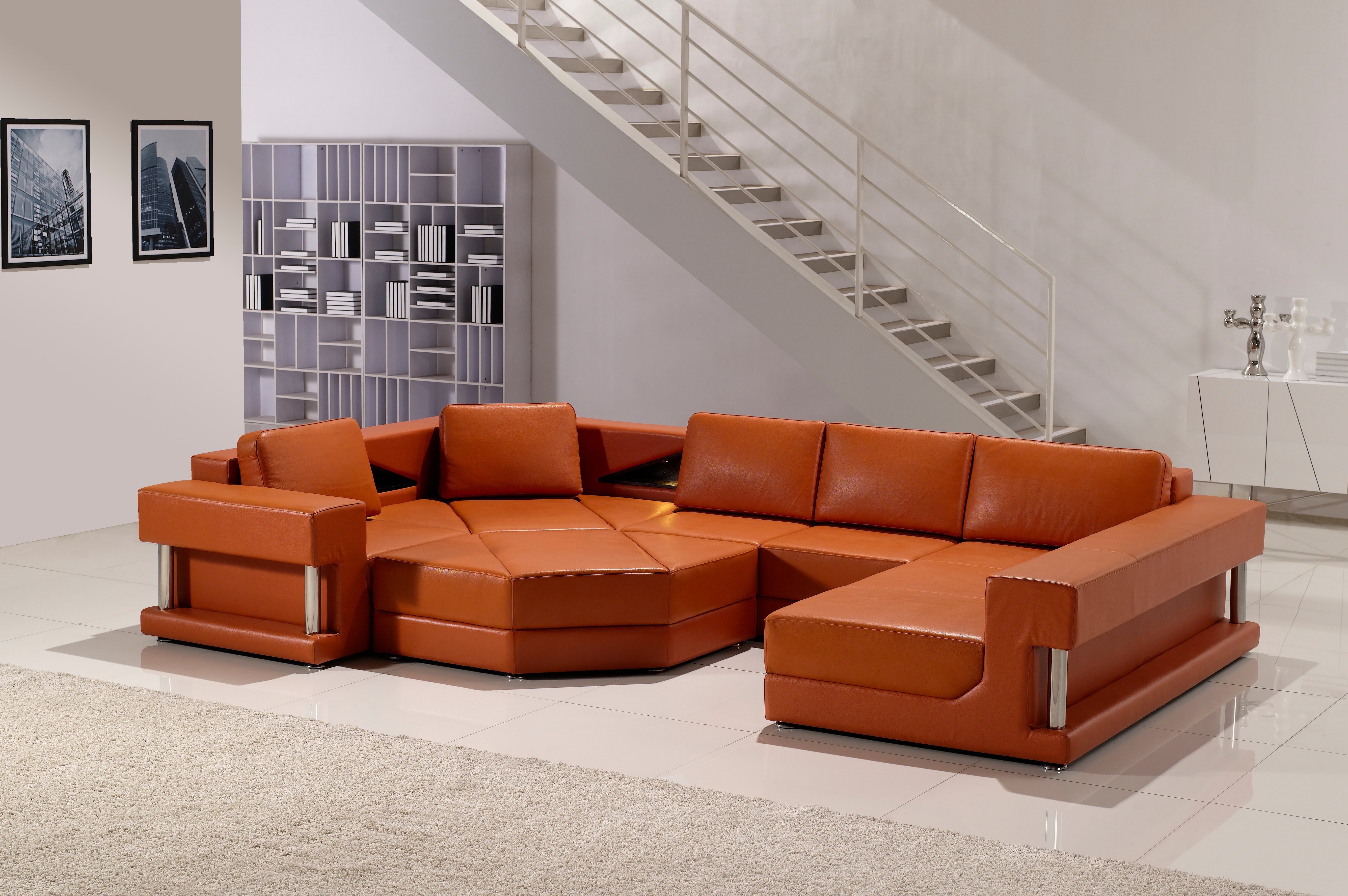 JVmoebel Ecksofa Couch Eckgarnitur Wohnlandschaft U Form Sofa Eckcouch, Made in Europe Orange