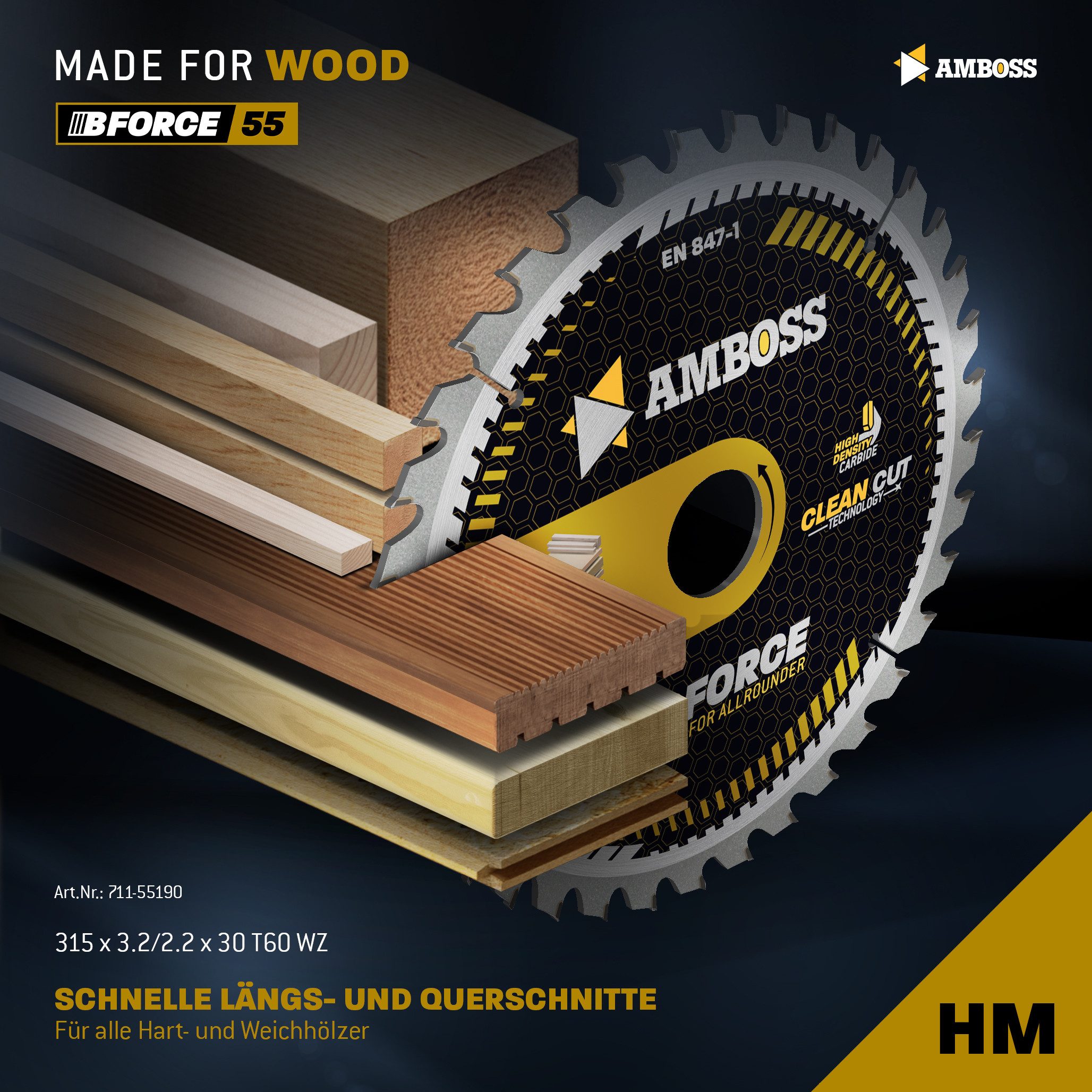 Amboss Werkzeuge Kreissägeblatt HM Kreissägeblatt - 315 x 3.2/2.2 x 30 Z60 WZ