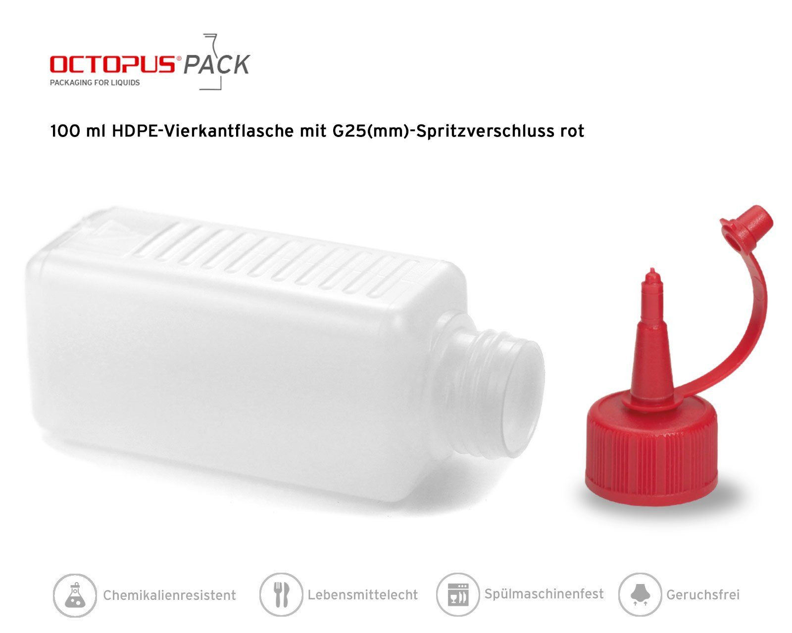 OCTOPUS Kanister 1000 ml mit Spritzverschlüssen (1000 St) (leer) 100 roten Plastikflaschen