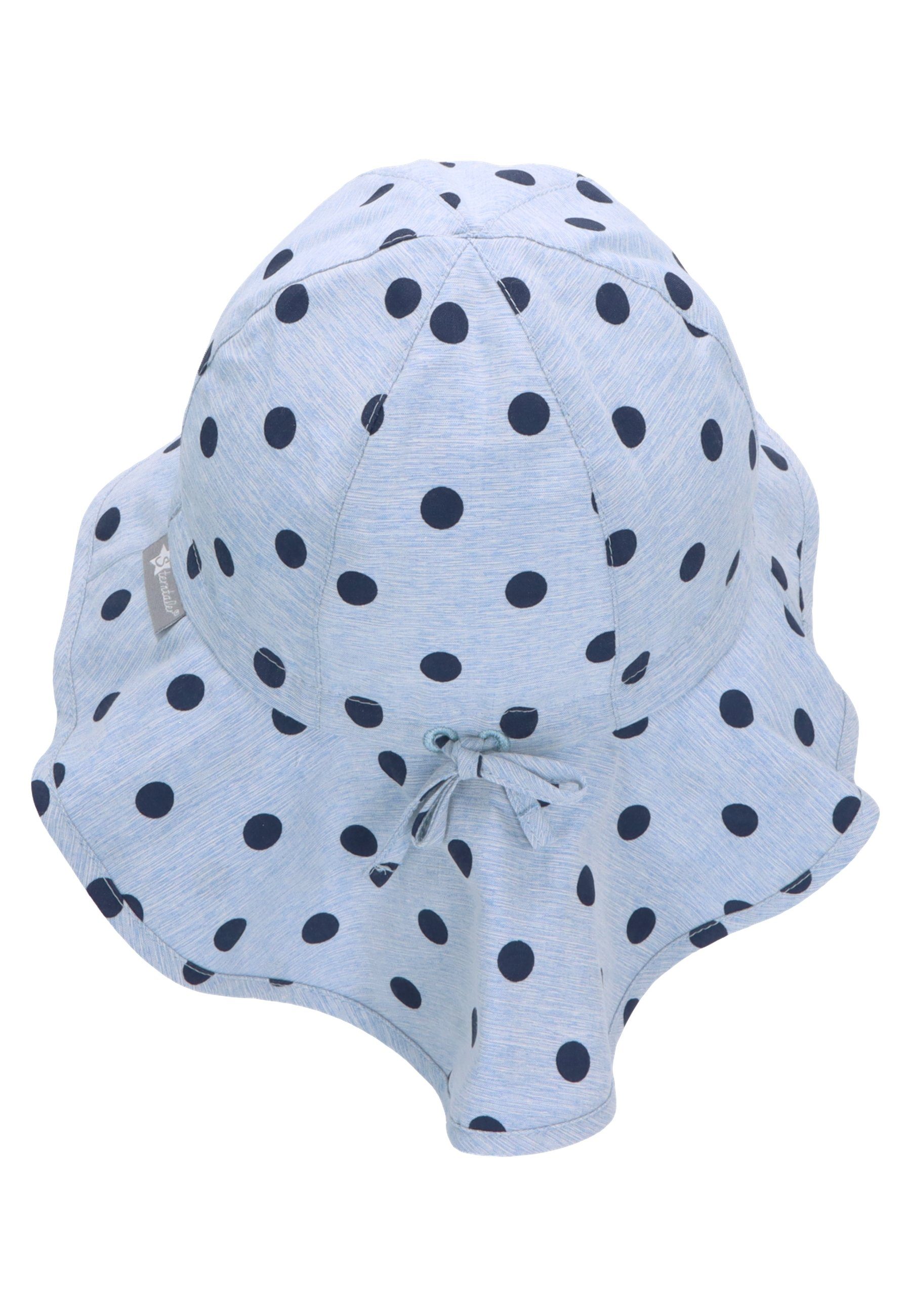 Bindeband Schirmmütze Sonnenhut bedruckt Kinderhut Punkte aus Sterntaler® (1-St., und Nackenschutz Sommerhut mit Baby Baumwolle mit süßen Motiven)